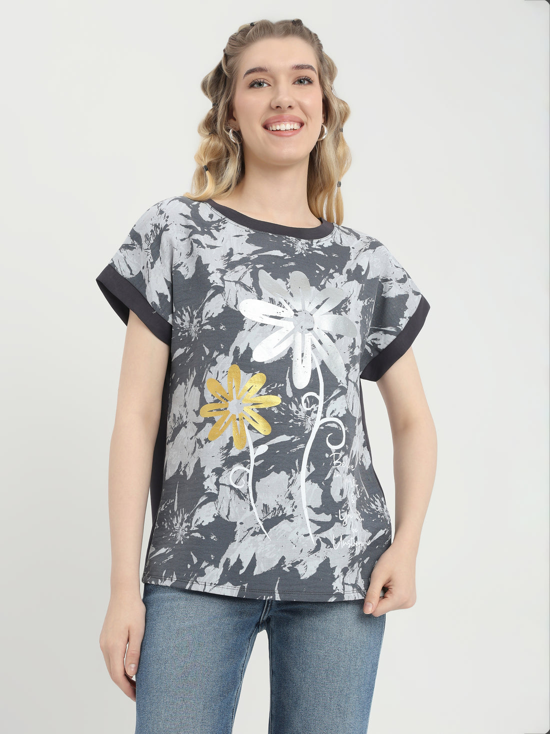 Artistic Floral Print Relaxed Top