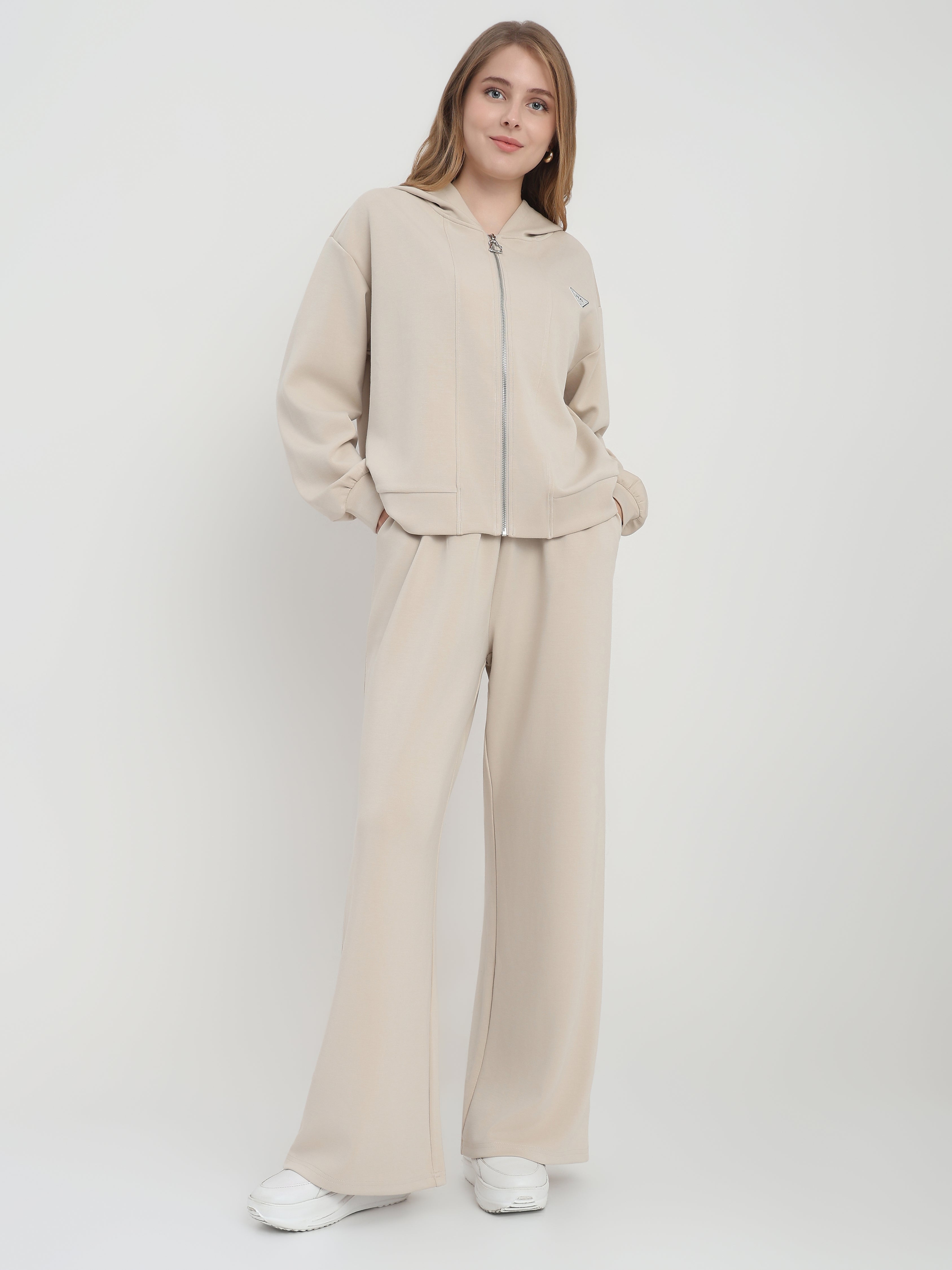 Women’s Zip-Up Hoodie and Wide-Leg Pants Lounge Set