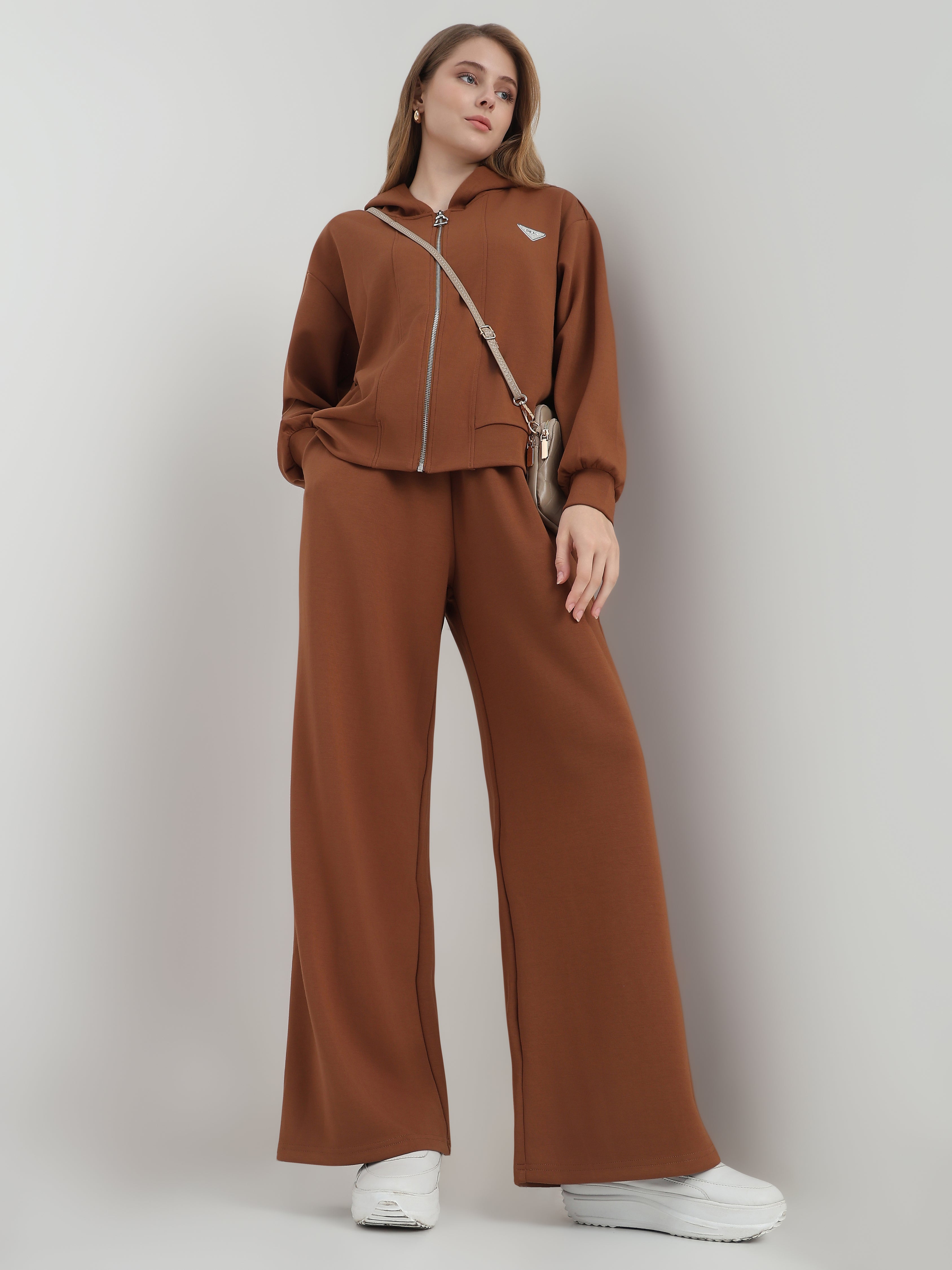 Women’s Zip-Up Hoodie and Wide-Leg Pants Lounge Set
