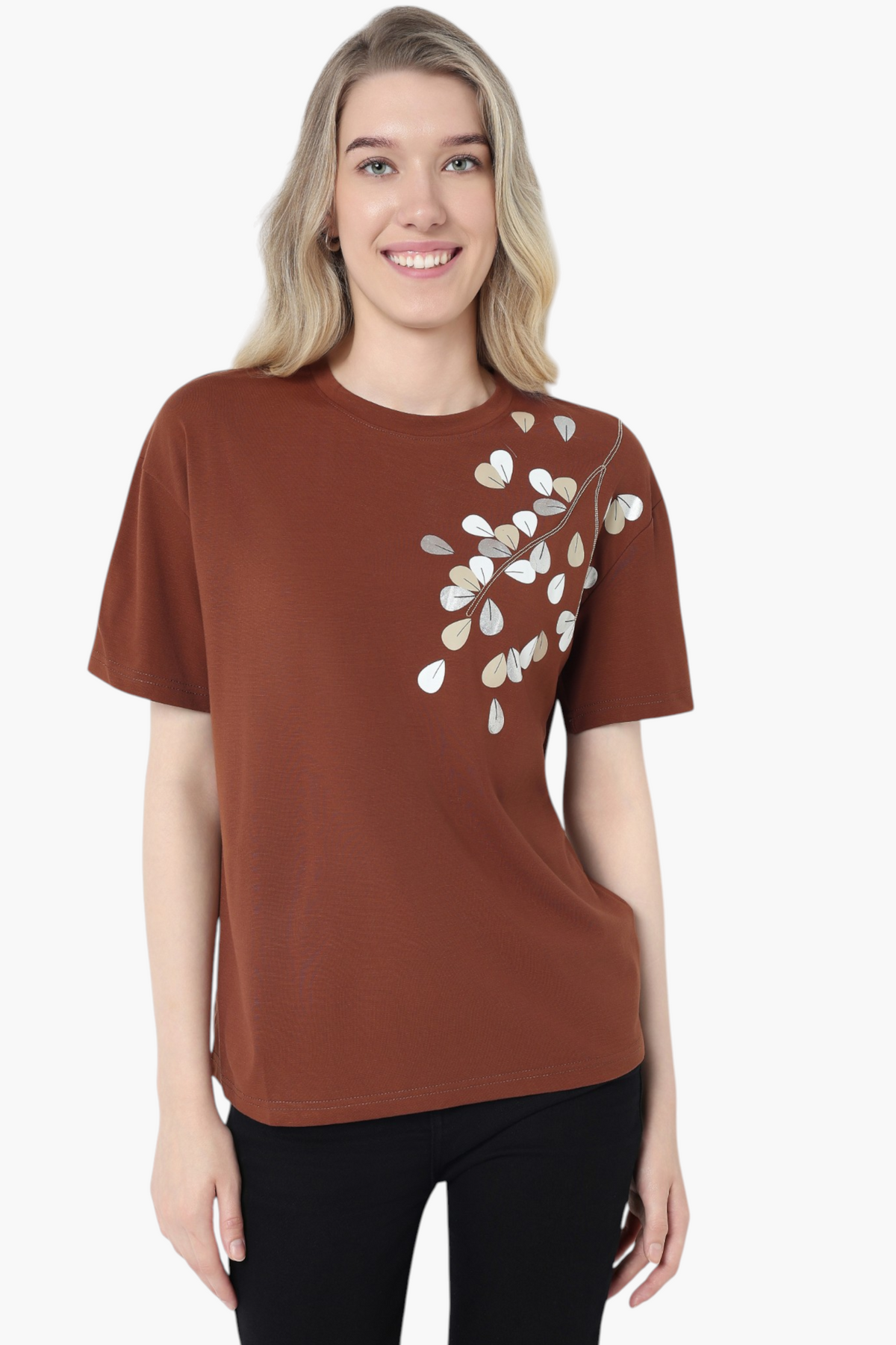 Rust Embellished T-Shirt