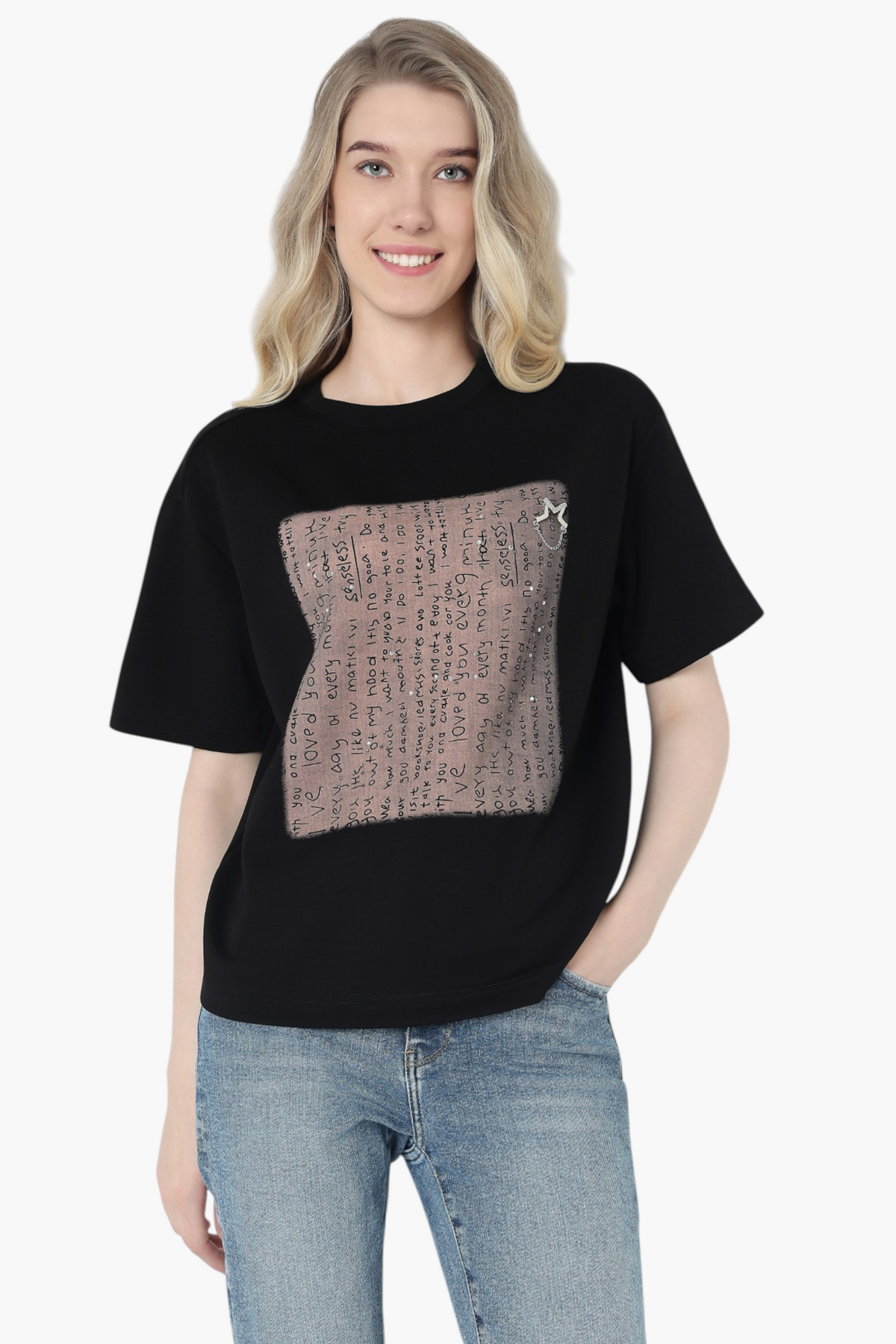 Black Textured Pocket T-Shirt
