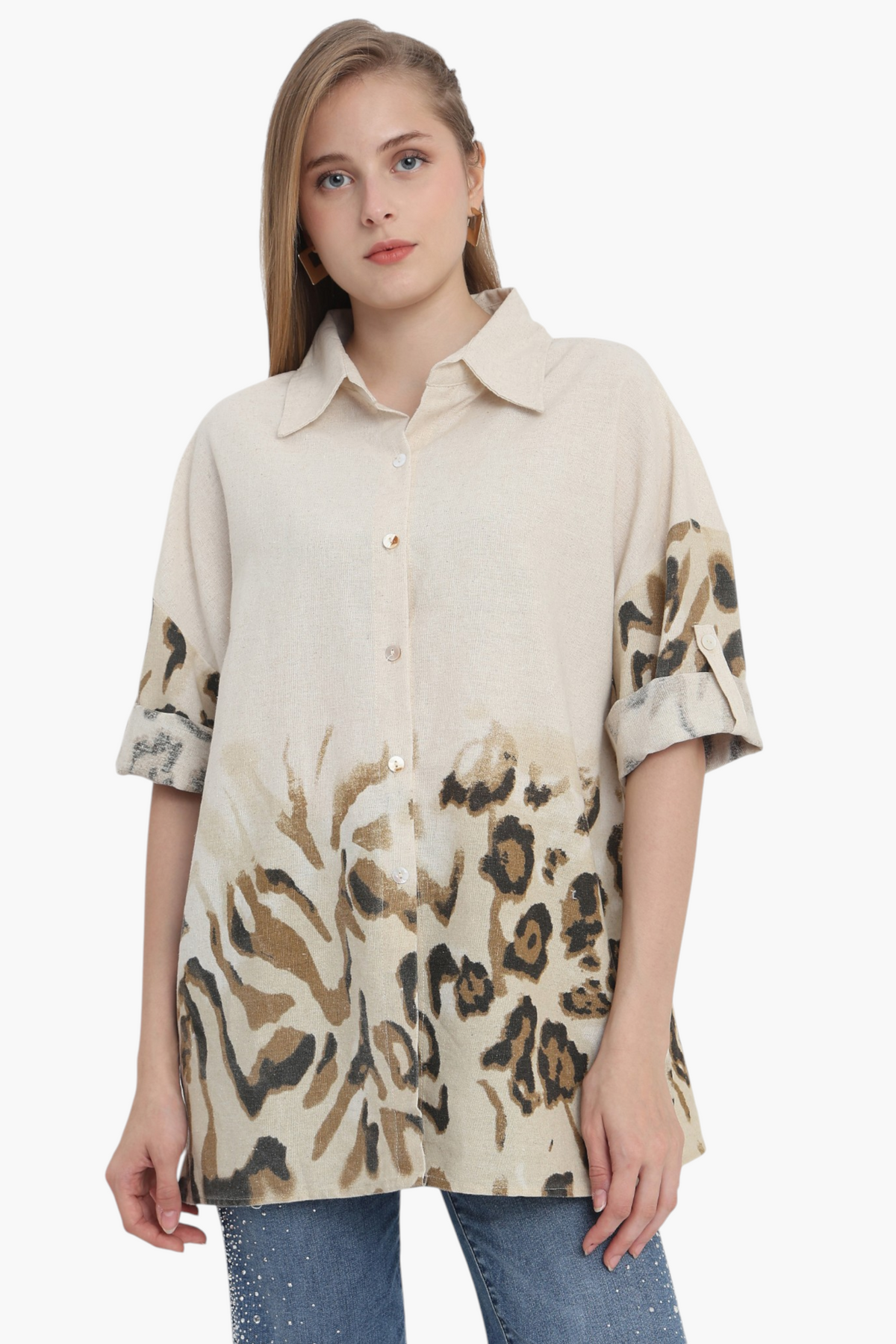 Animal Print Oversized Shirt