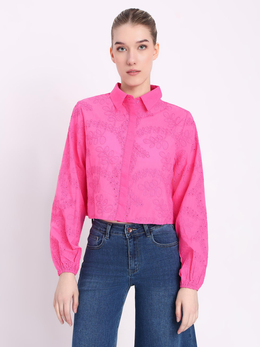 Pink Cropped Shirt