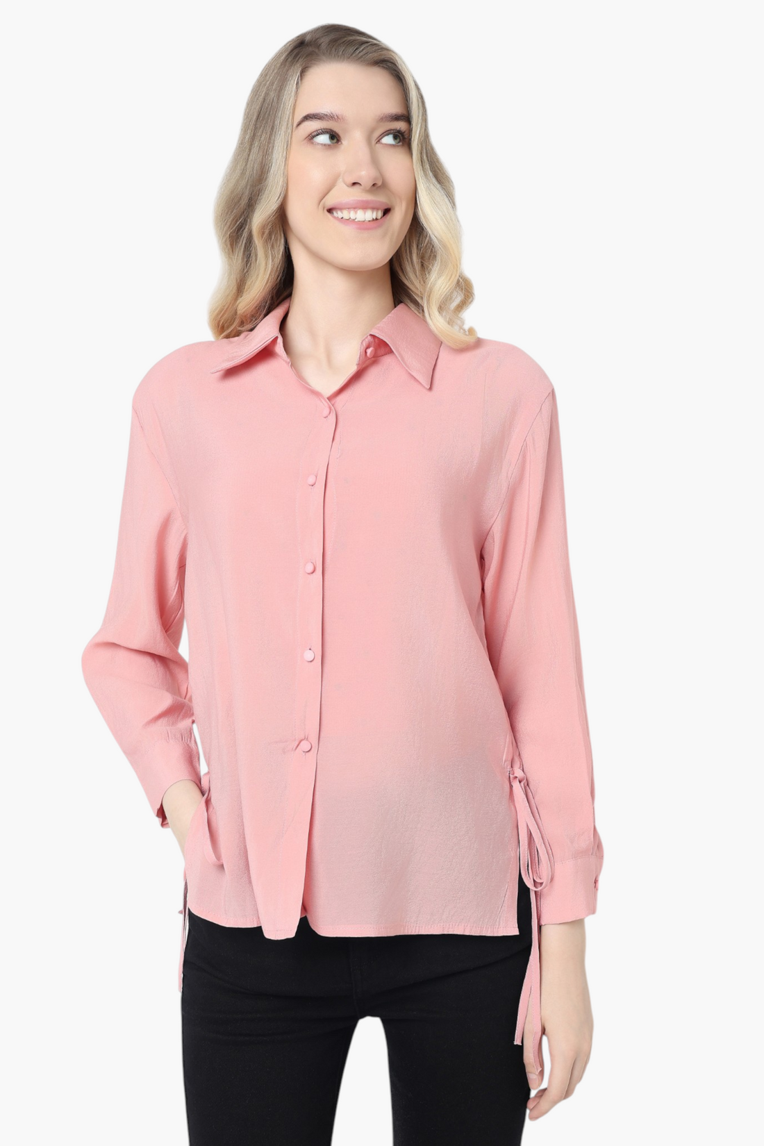 Oversized Shirt with Side Tie Drawstring