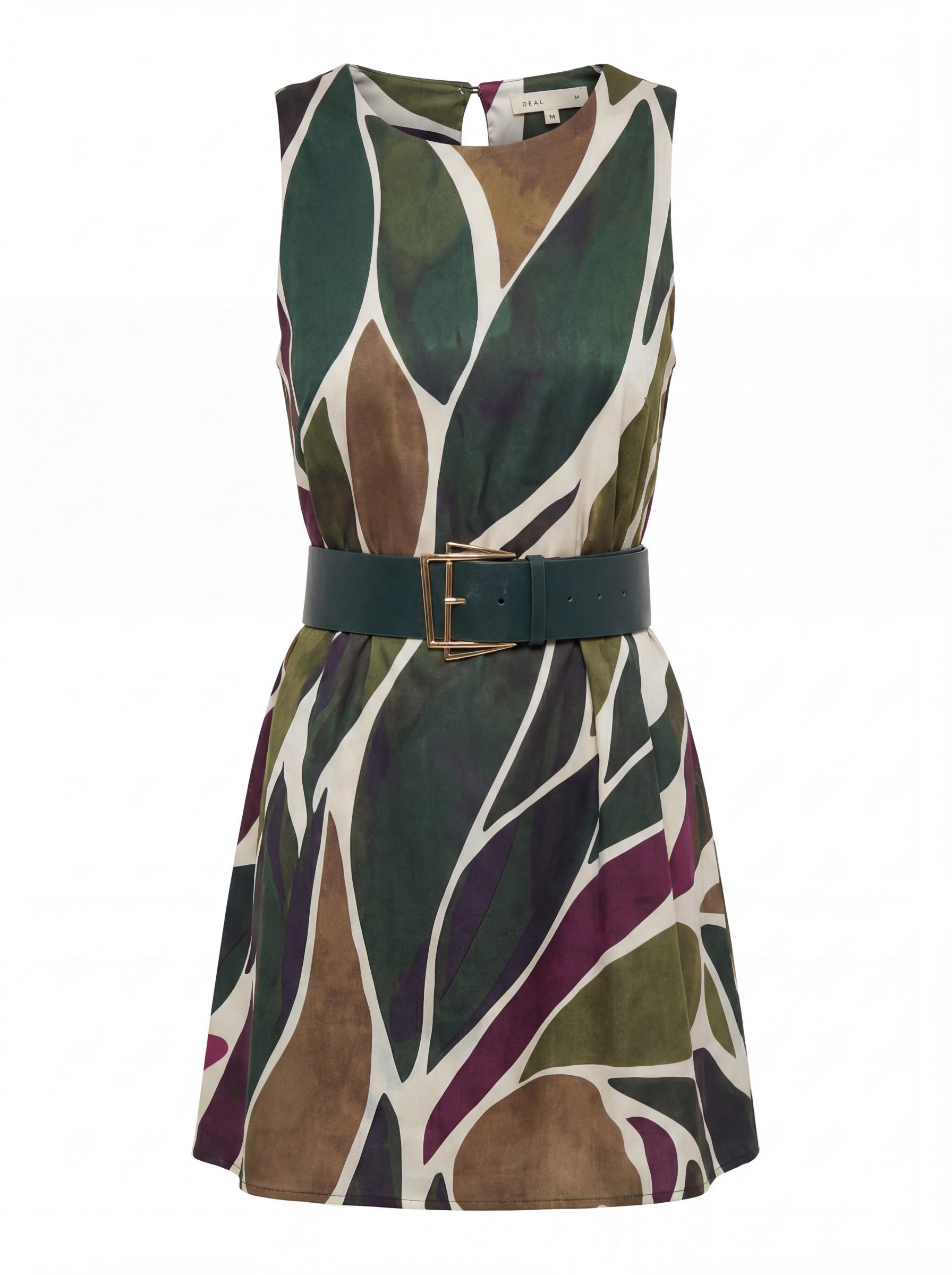 Abstract Print Wrap Dress