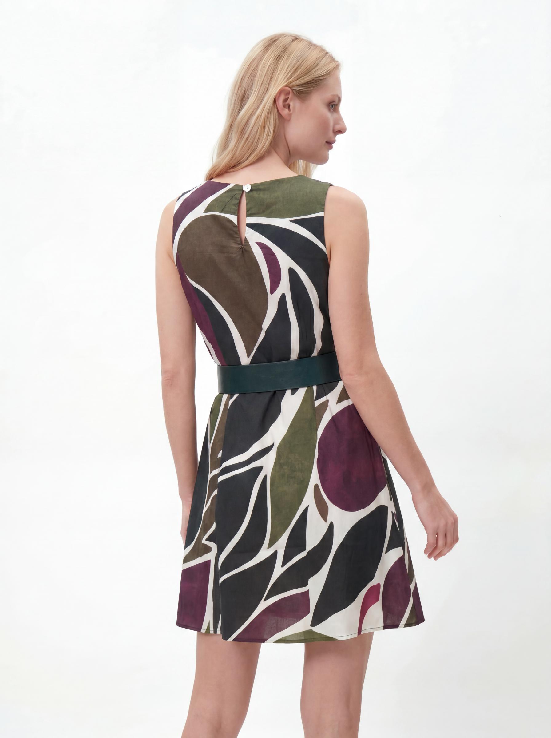 Abstract Print Wrap Dress