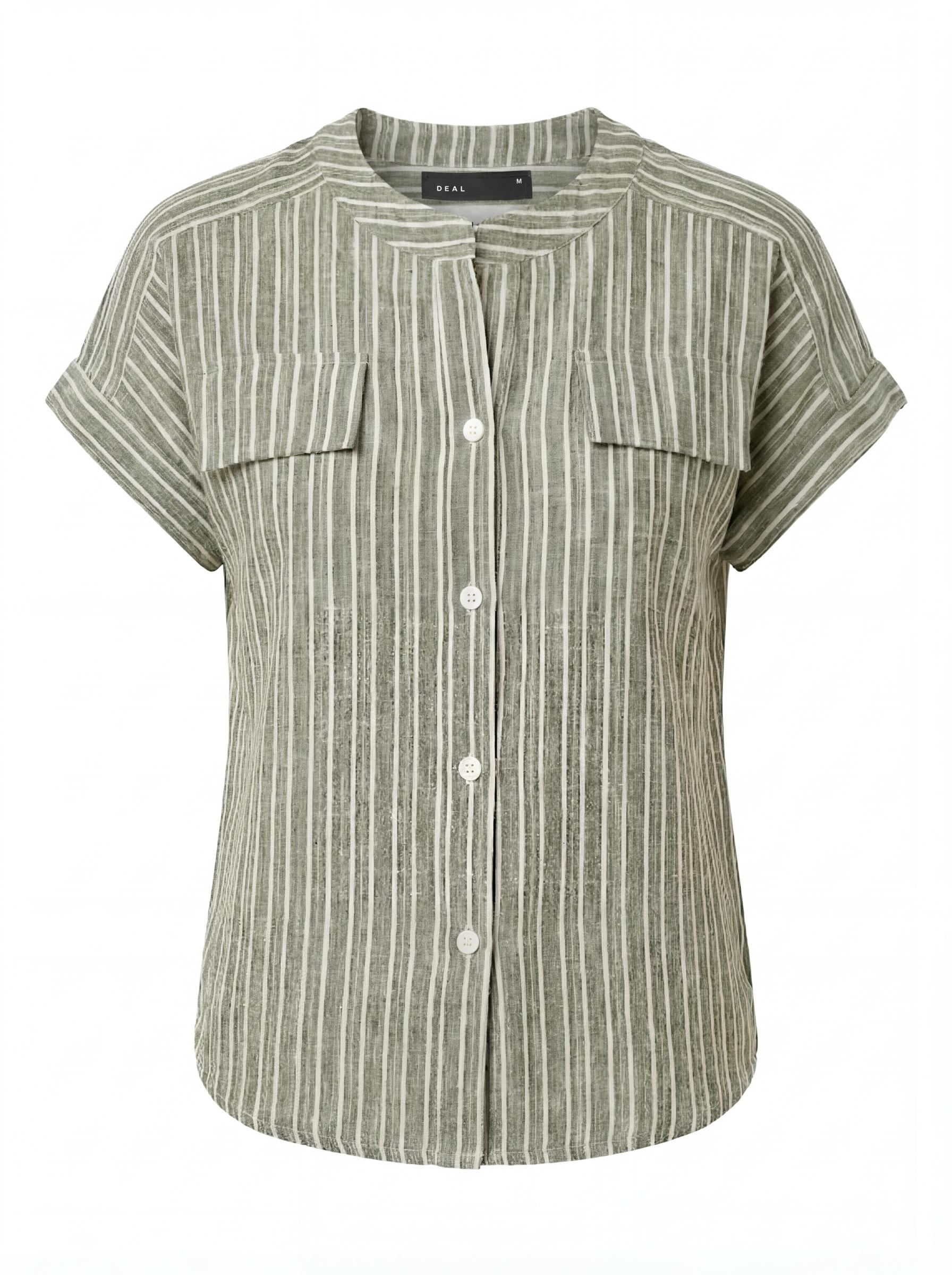 Women Striped Button Down Casual Top