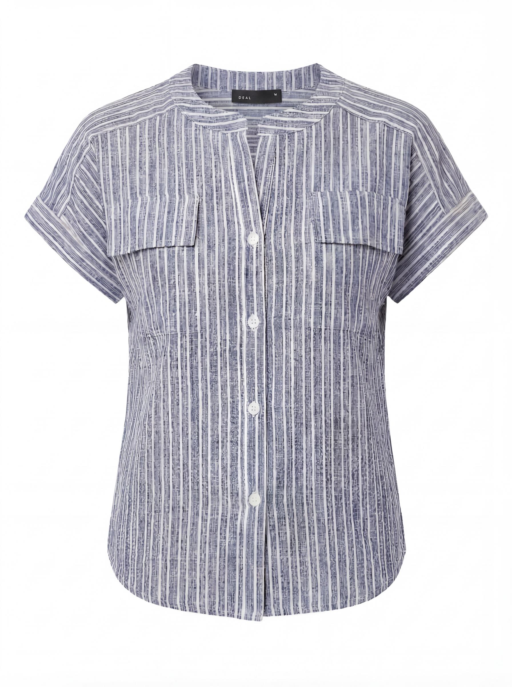 Women Striped Button Down Casual Top
