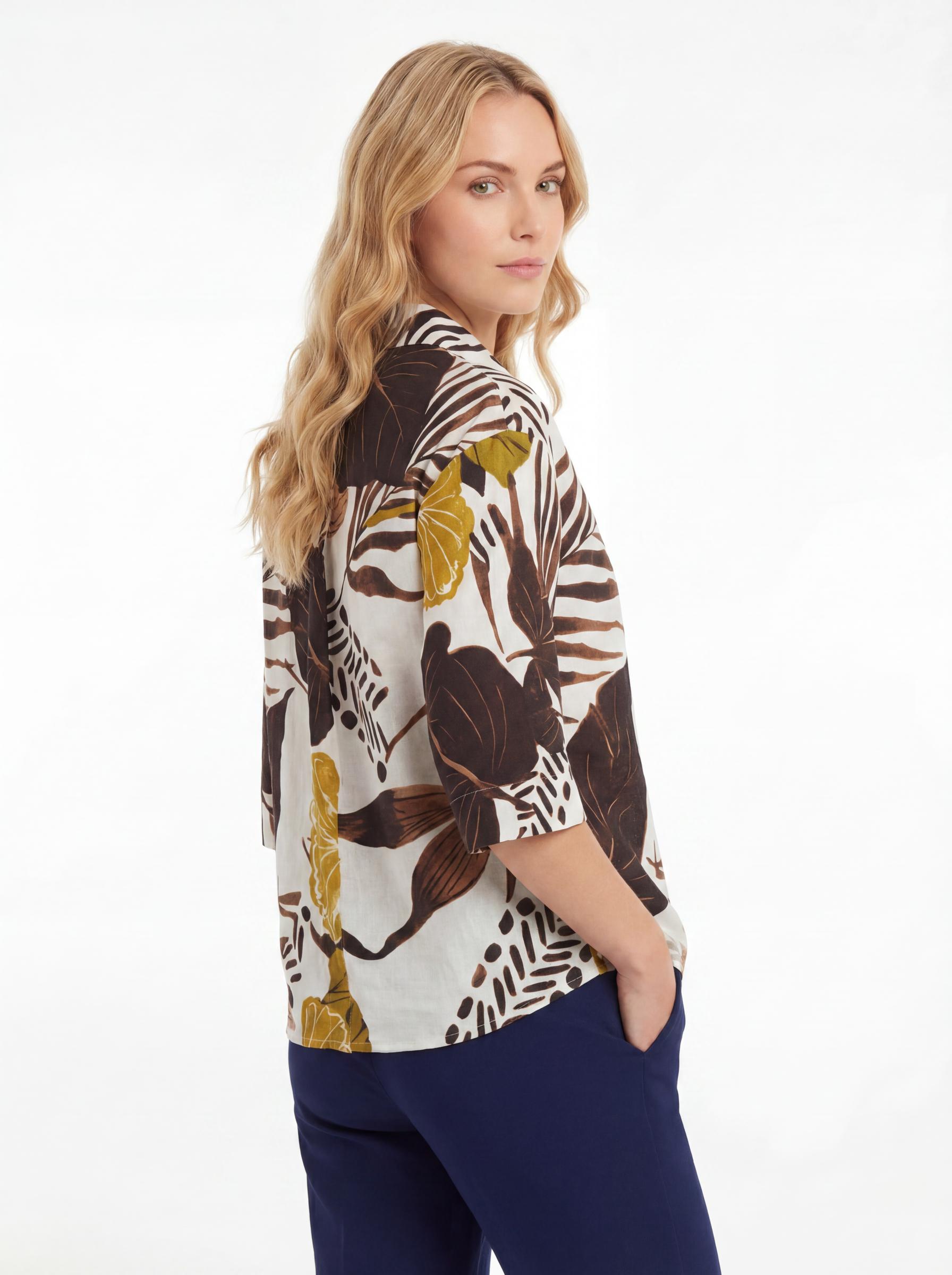 Women Tropical Print Casual Shirt