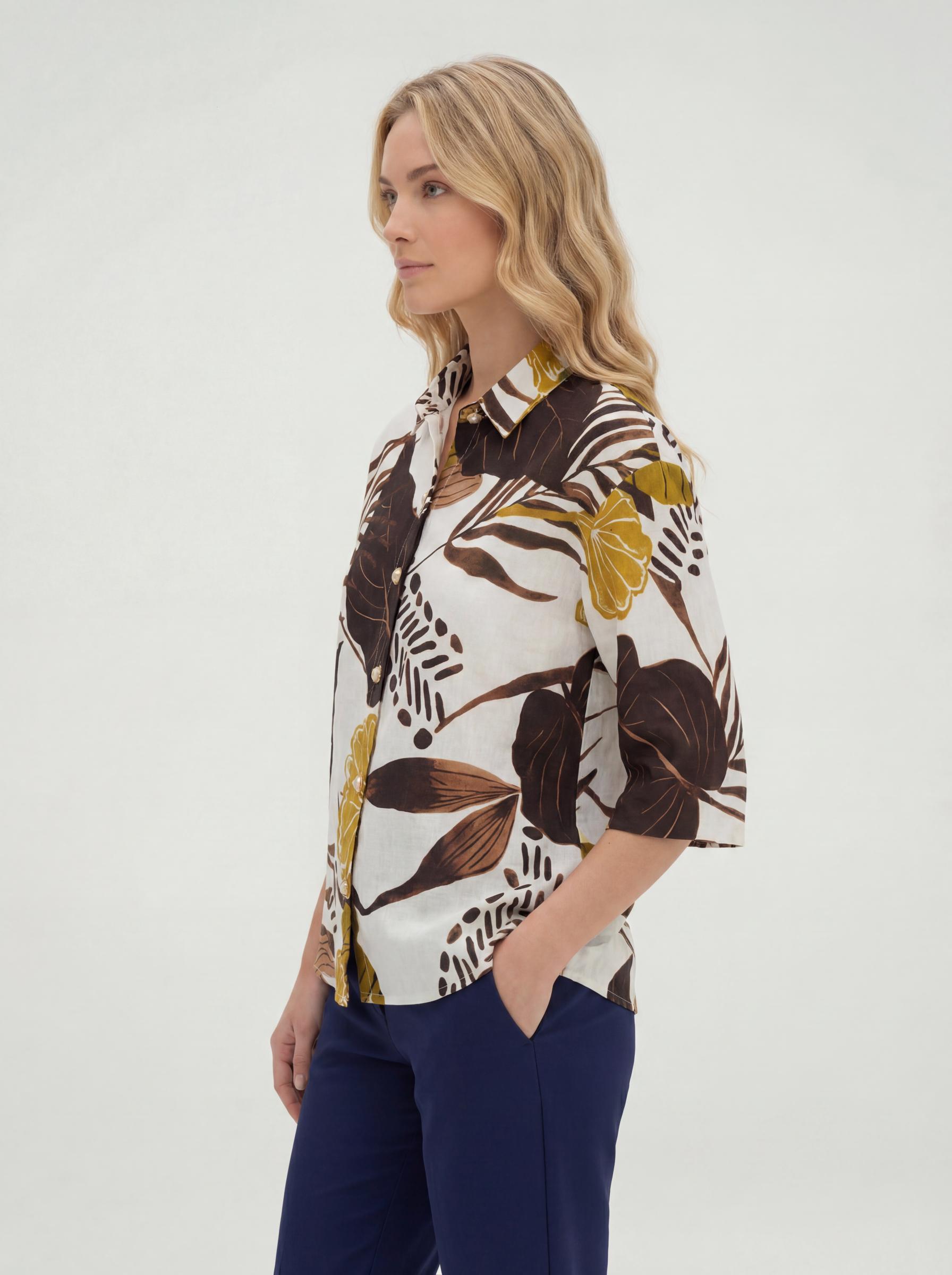 Women Tropical Print Casual Shirt