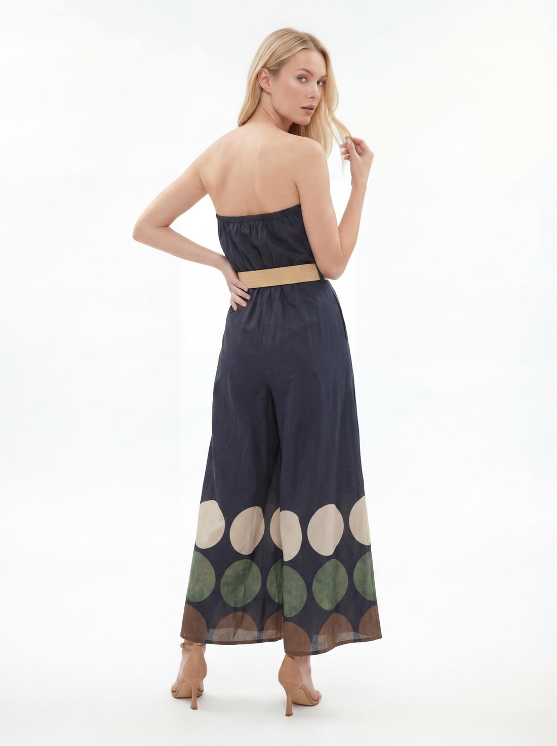 Women Strapless Printed Wide Leg Jumpsuit