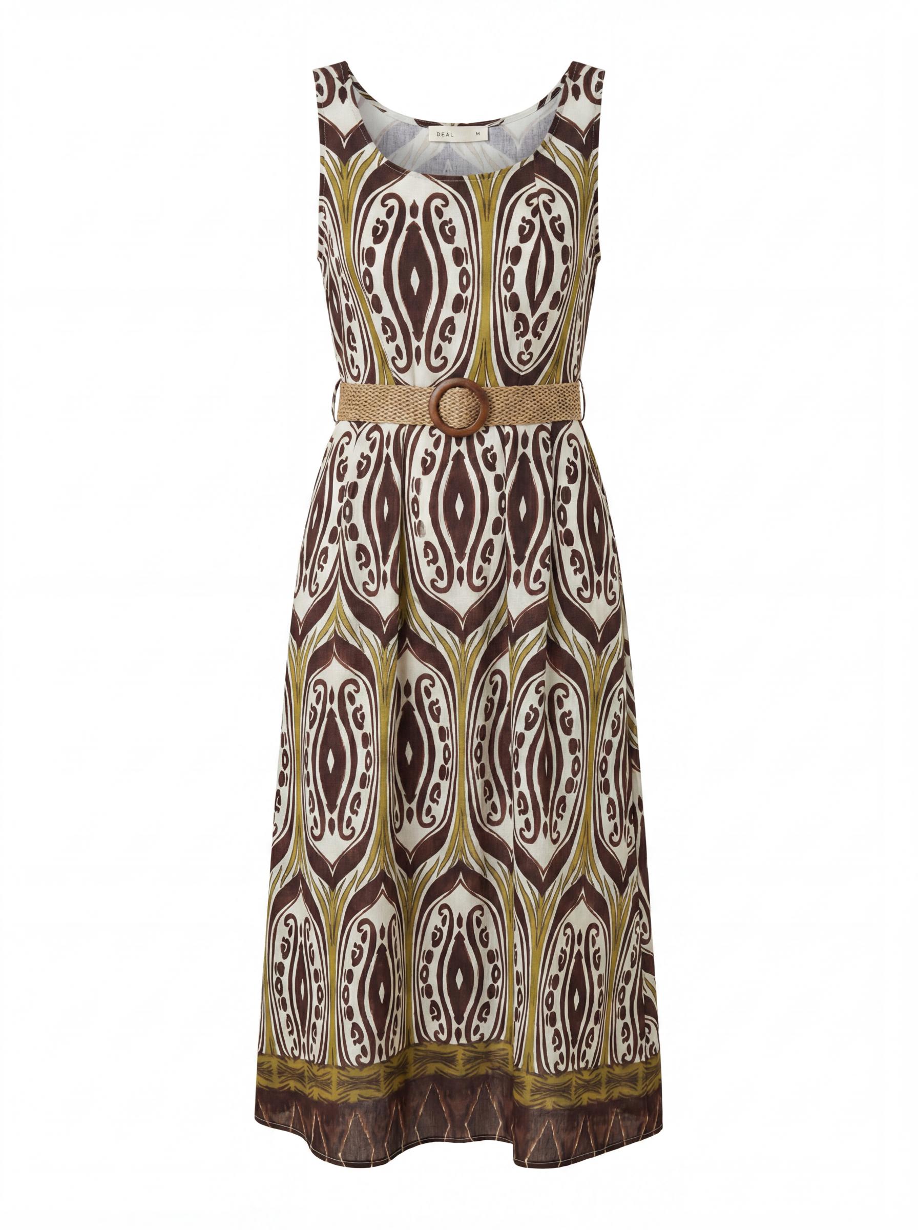 Boho Print Sleeveless Midi Dress