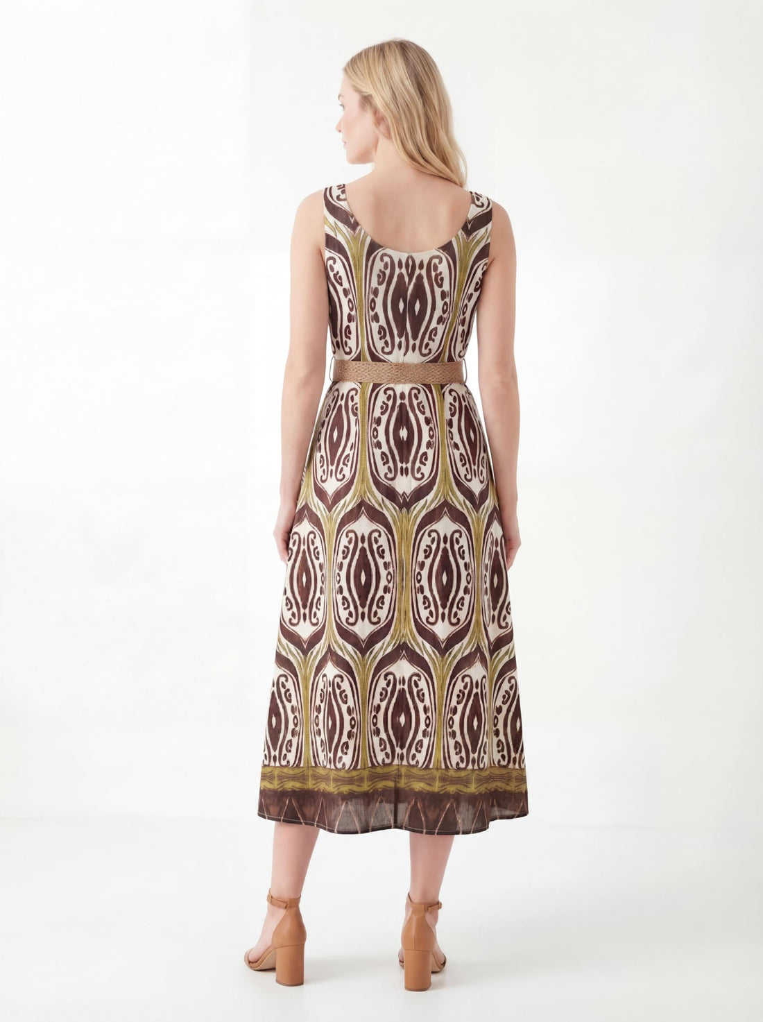 Boho Print Sleeveless Midi Dress