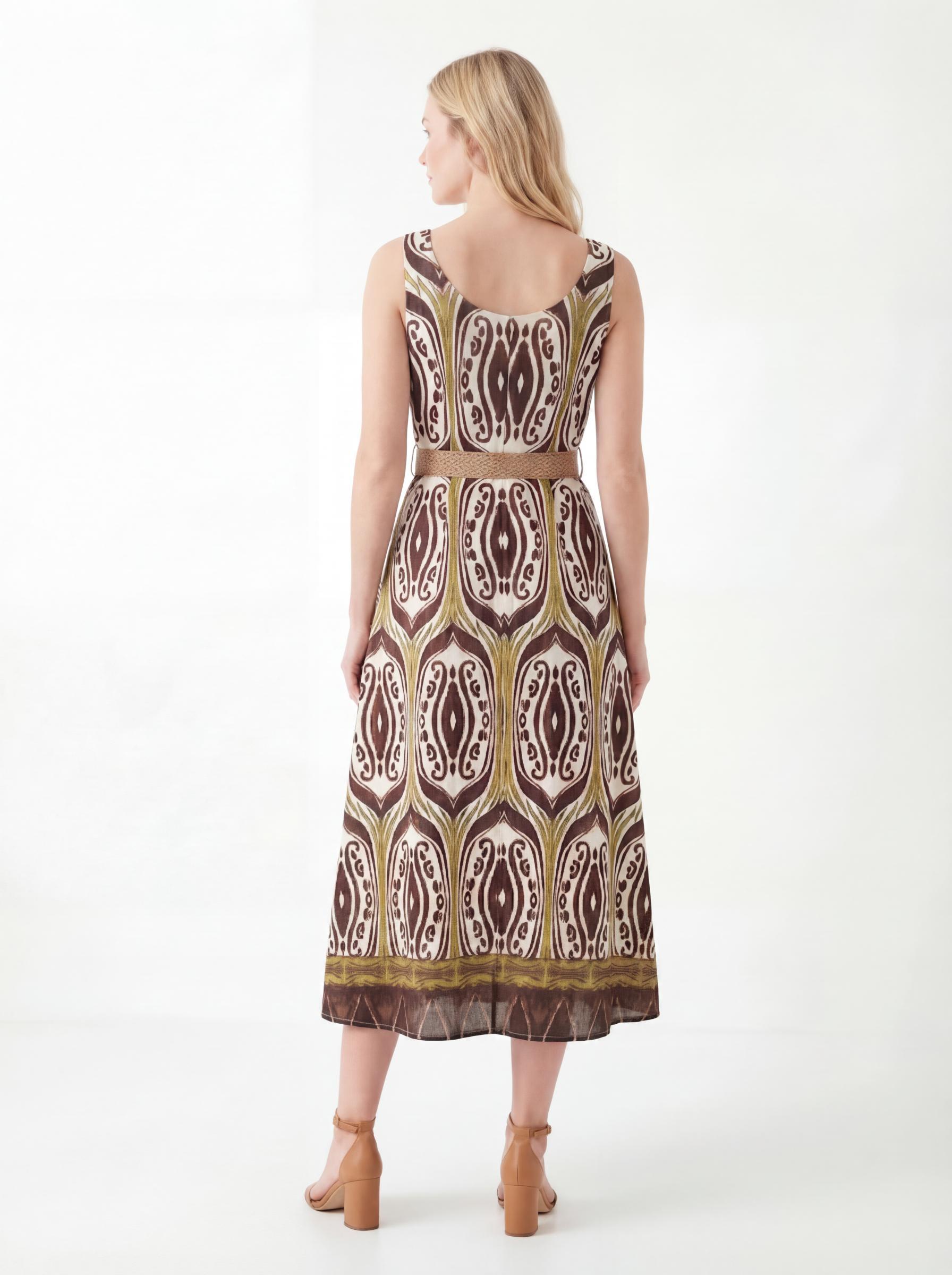 Boho Print Sleeveless Midi Dress