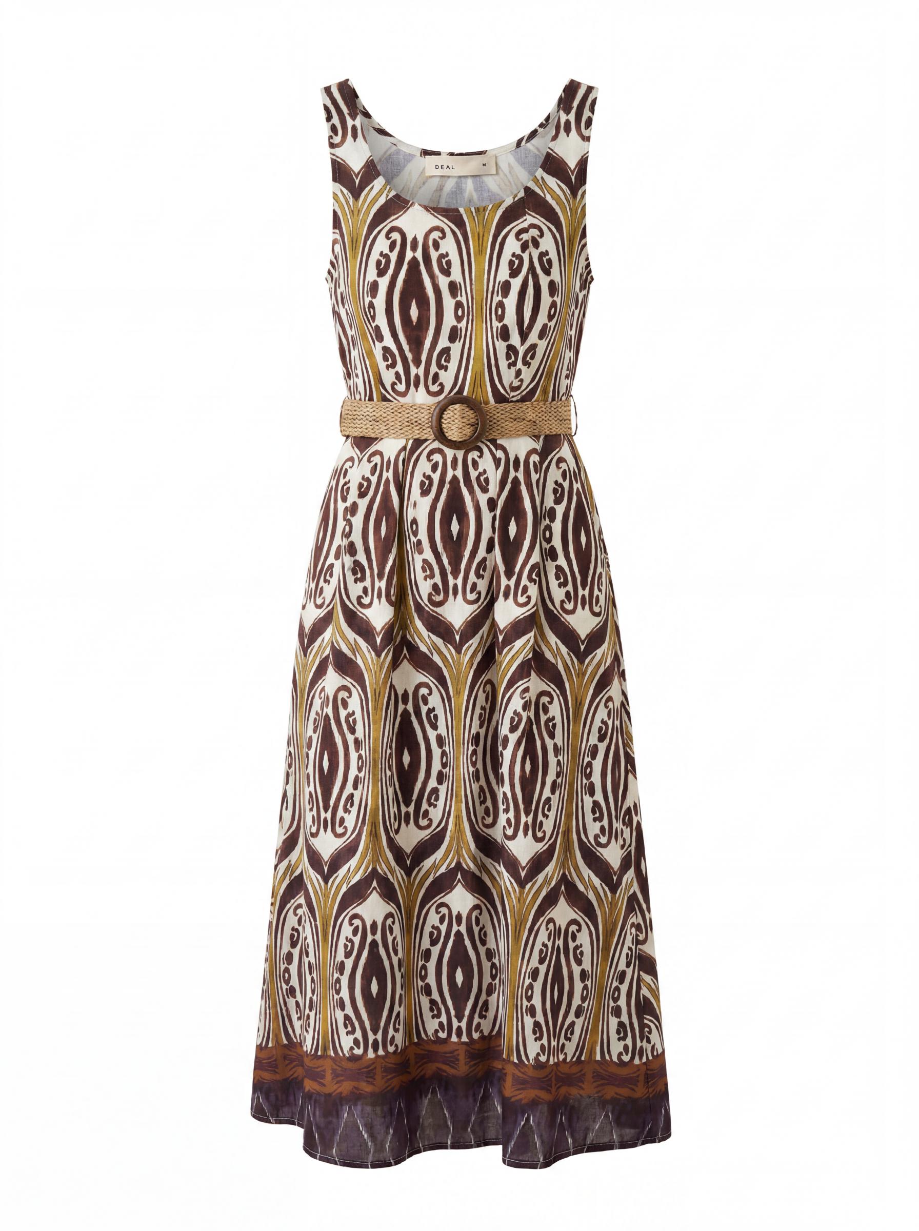 Boho Print Sleeveless Midi Dress