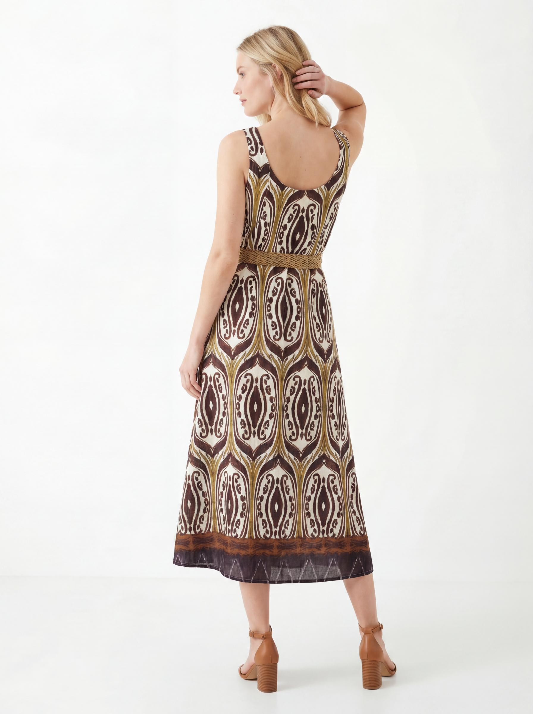 Boho Print Sleeveless Midi Dress