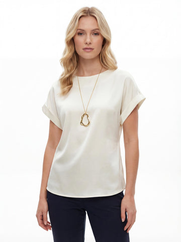 Women Minimal Satin Relaxed Fit Top