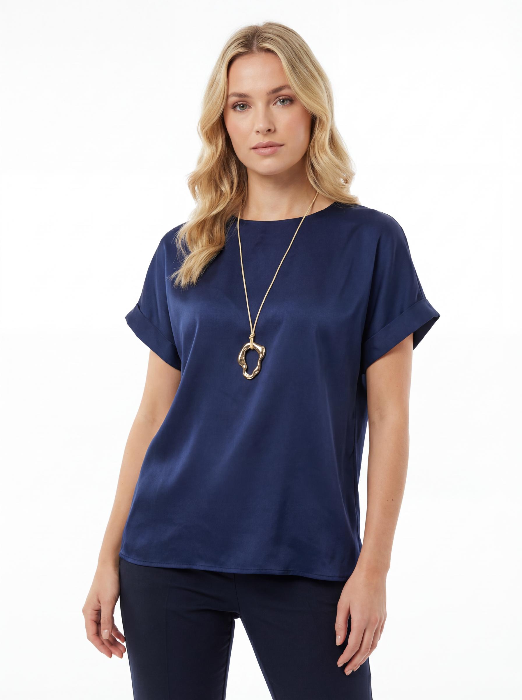 Women Minimal Satin Relaxed Fit Top