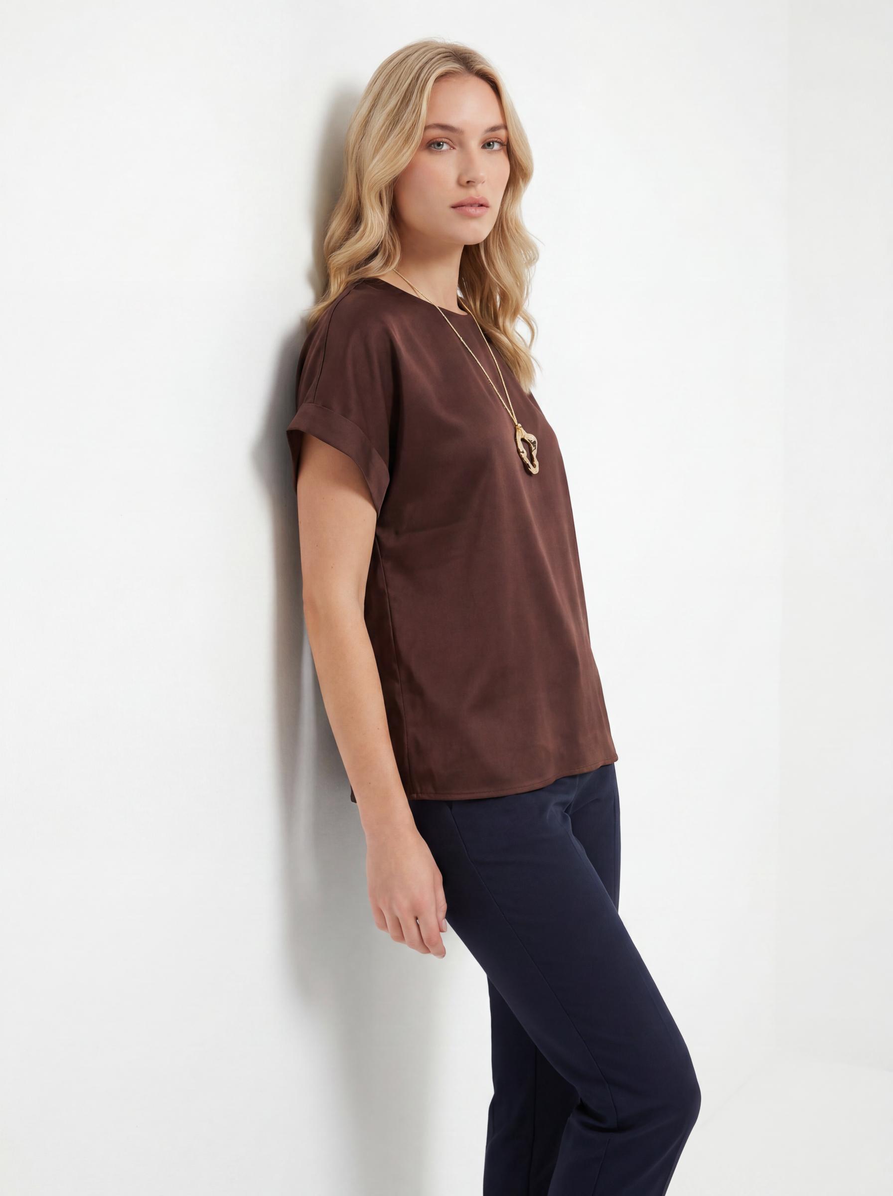 Women Minimal Satin Relaxed Fit Top