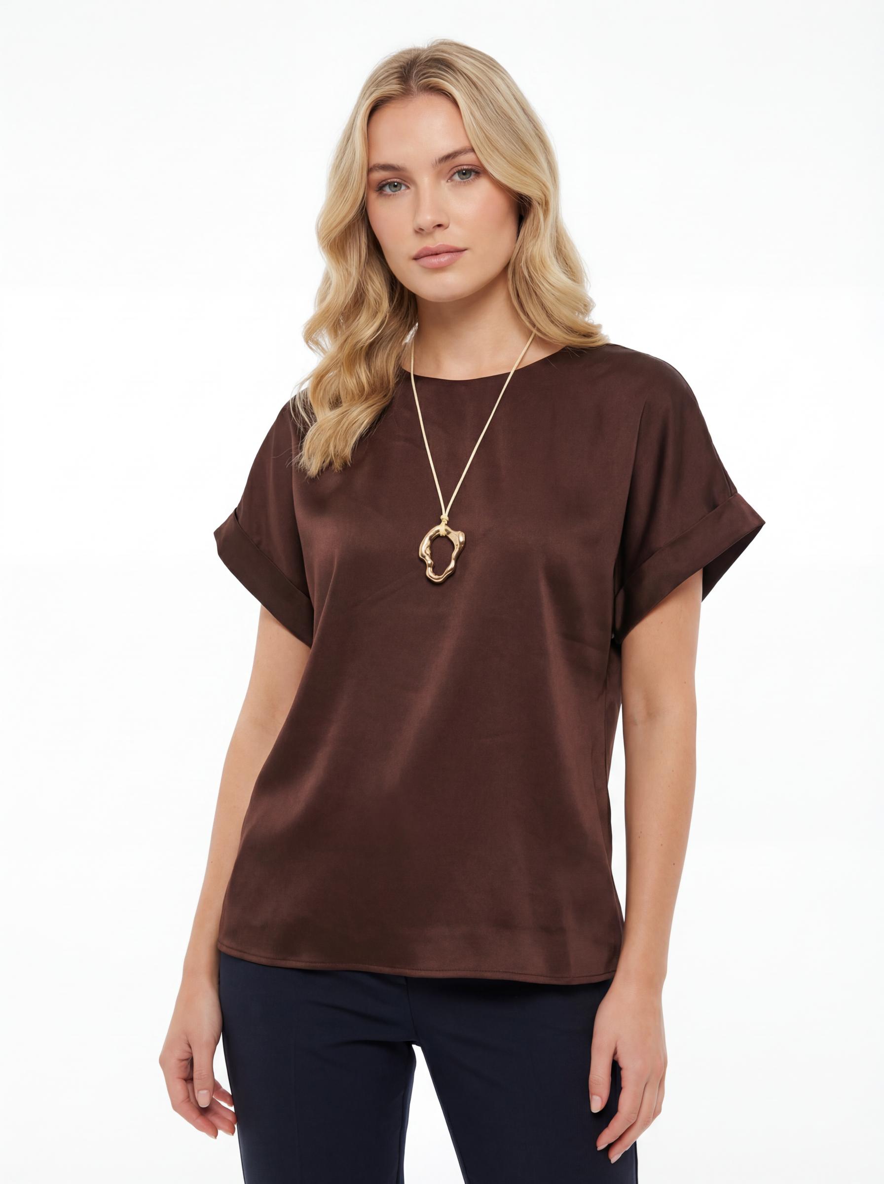 Women Minimal Satin Relaxed Fit Top