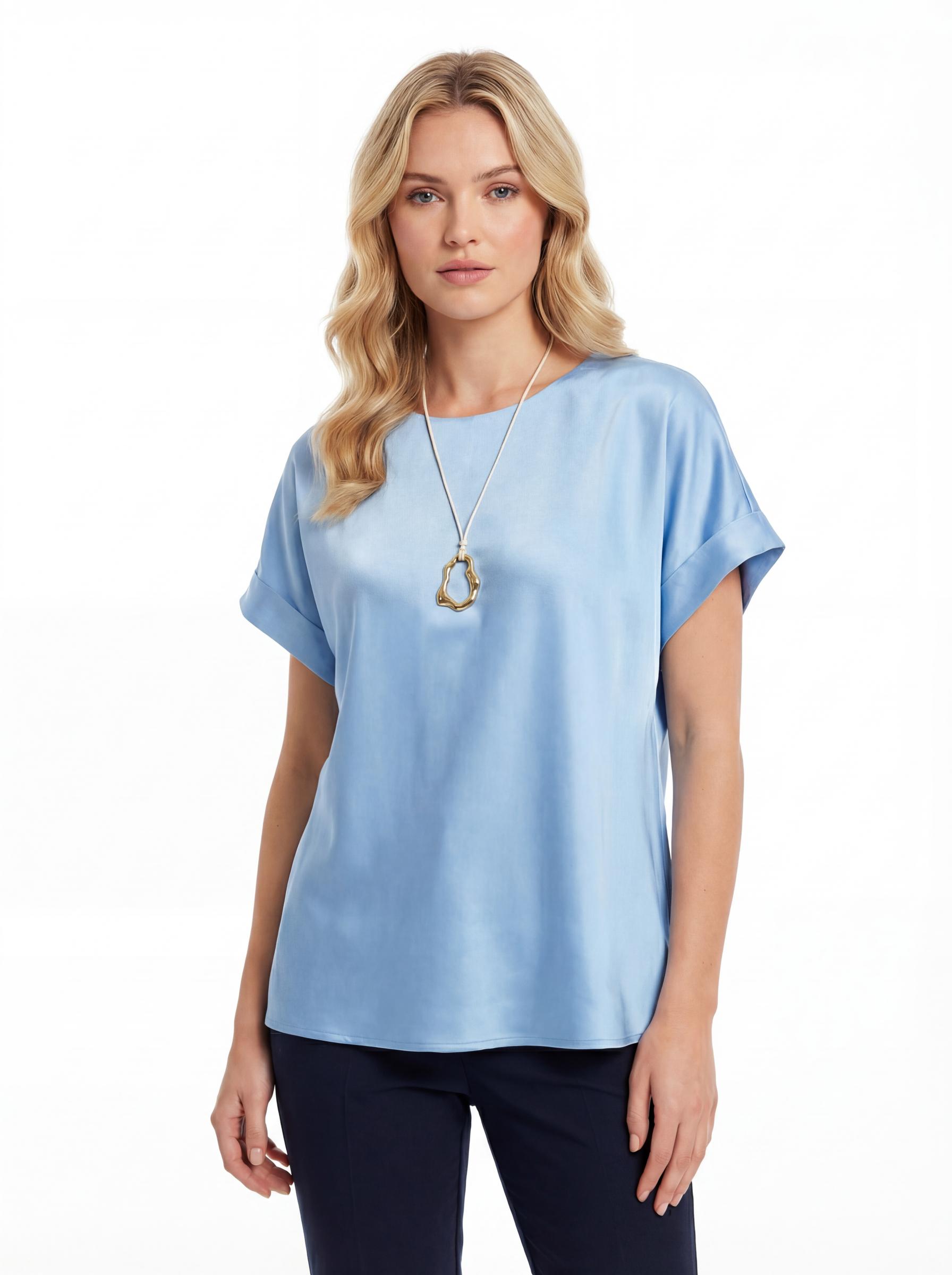 Women Minimal Satin Relaxed Fit Top