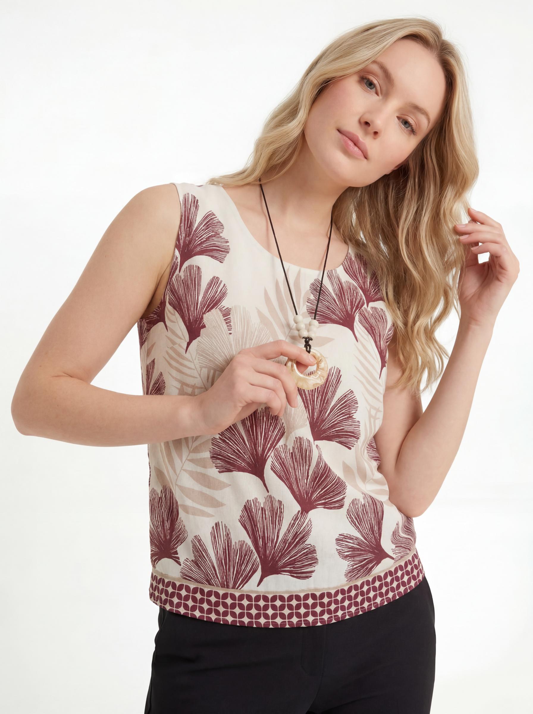 Women Tropical Print Sleeveless Top