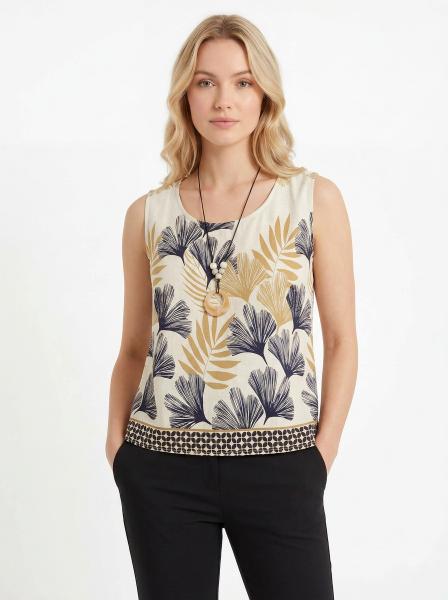 Women Tropical Print Sleeveless Top