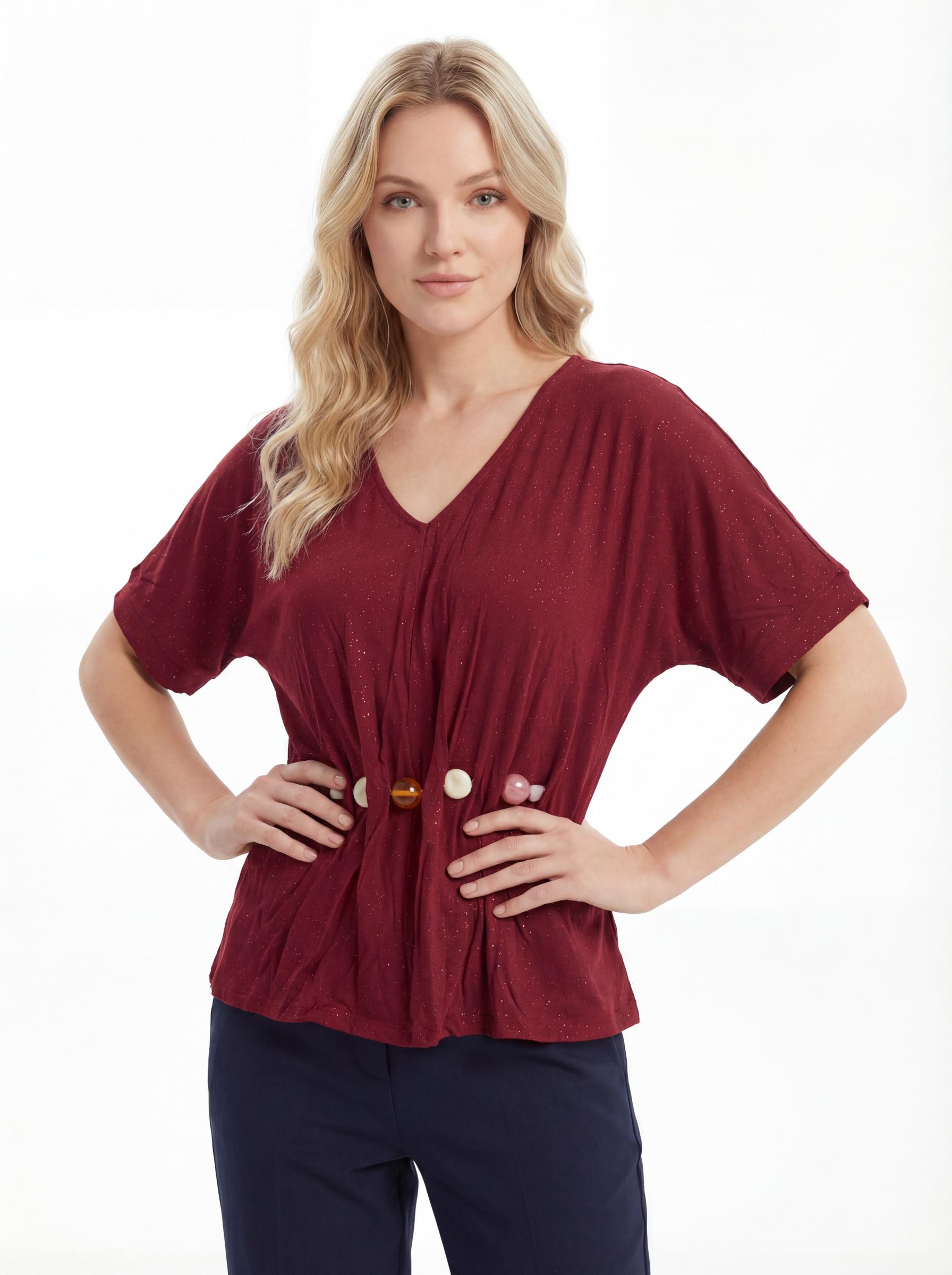 Women Embellished Waist V-Neck Top