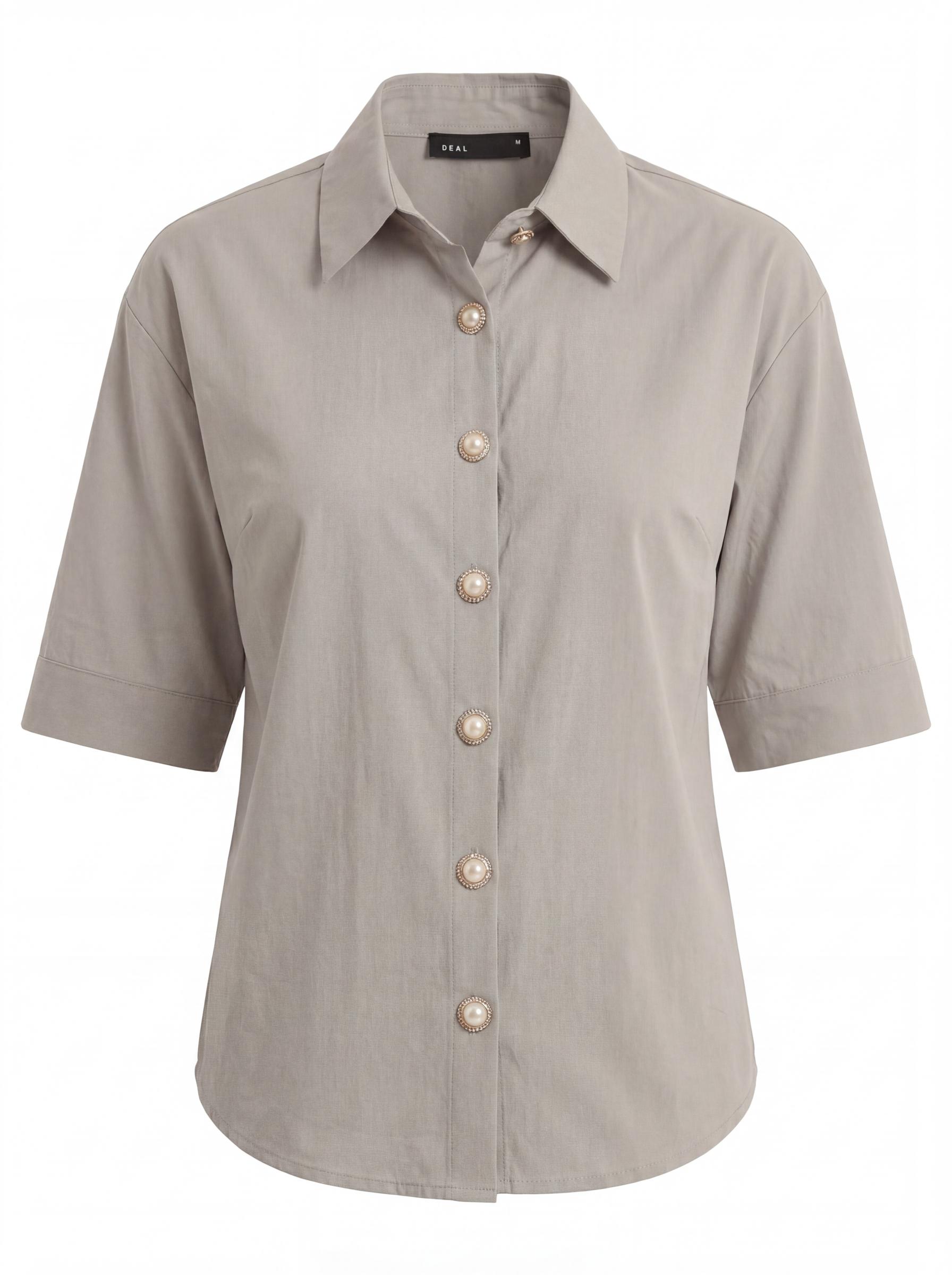 Women Pearl Button Oversized Shirt