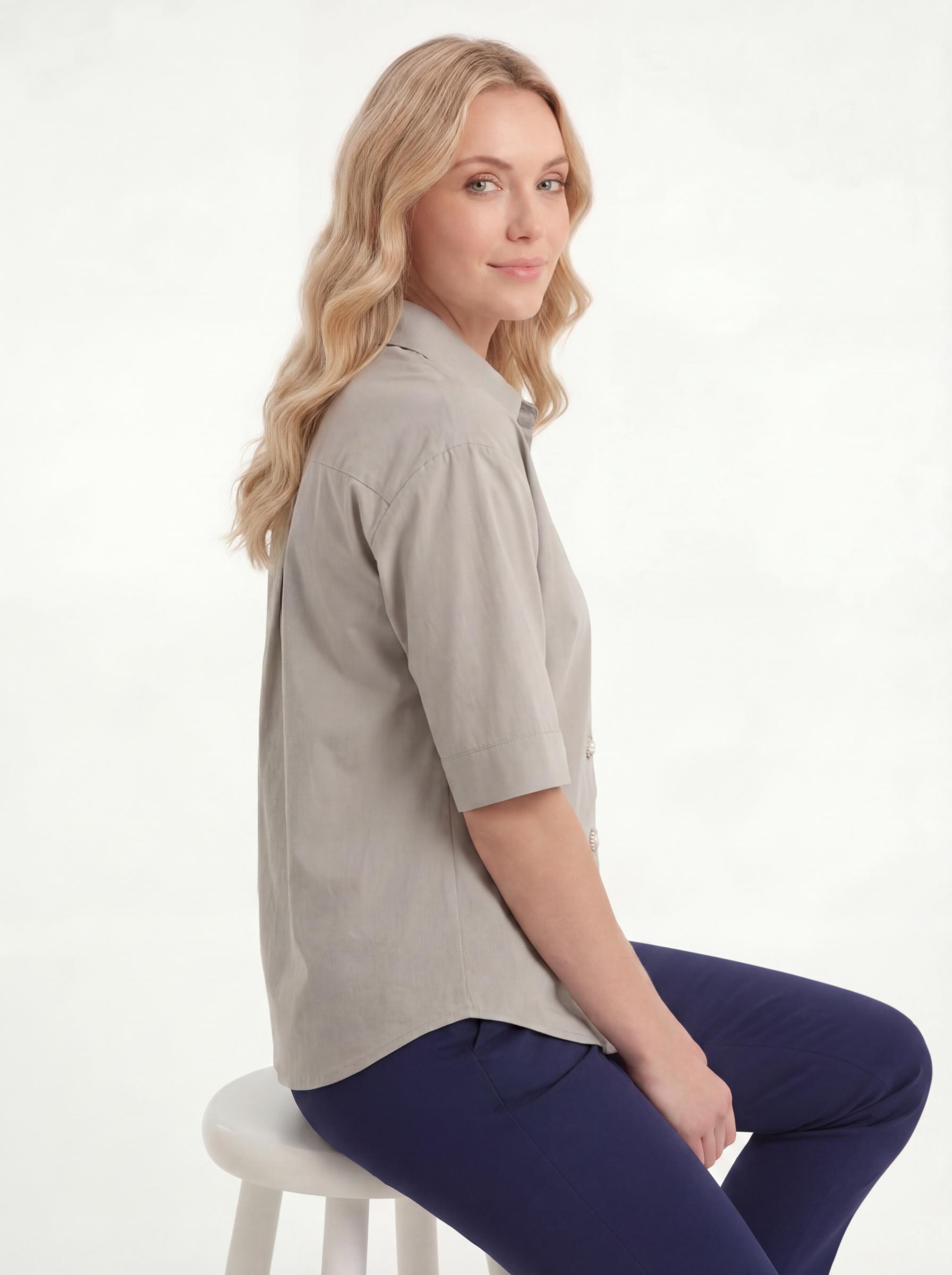 Women Pearl Button Oversized Shirt