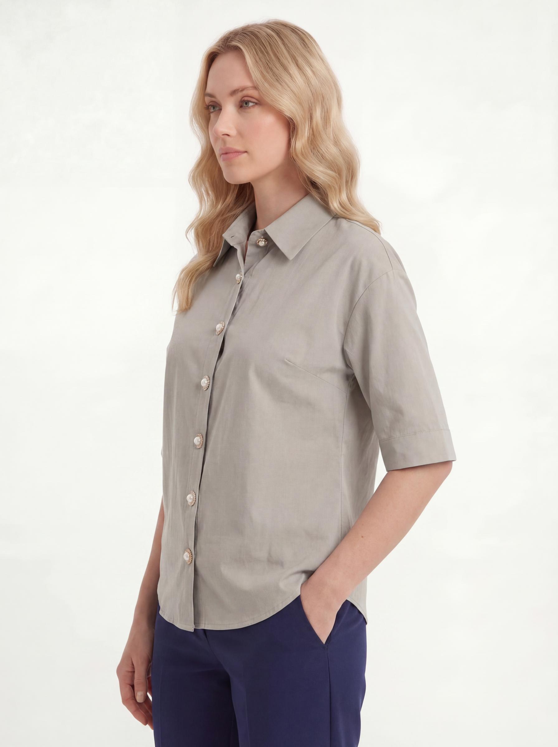 Women Pearl Button Oversized Shirt