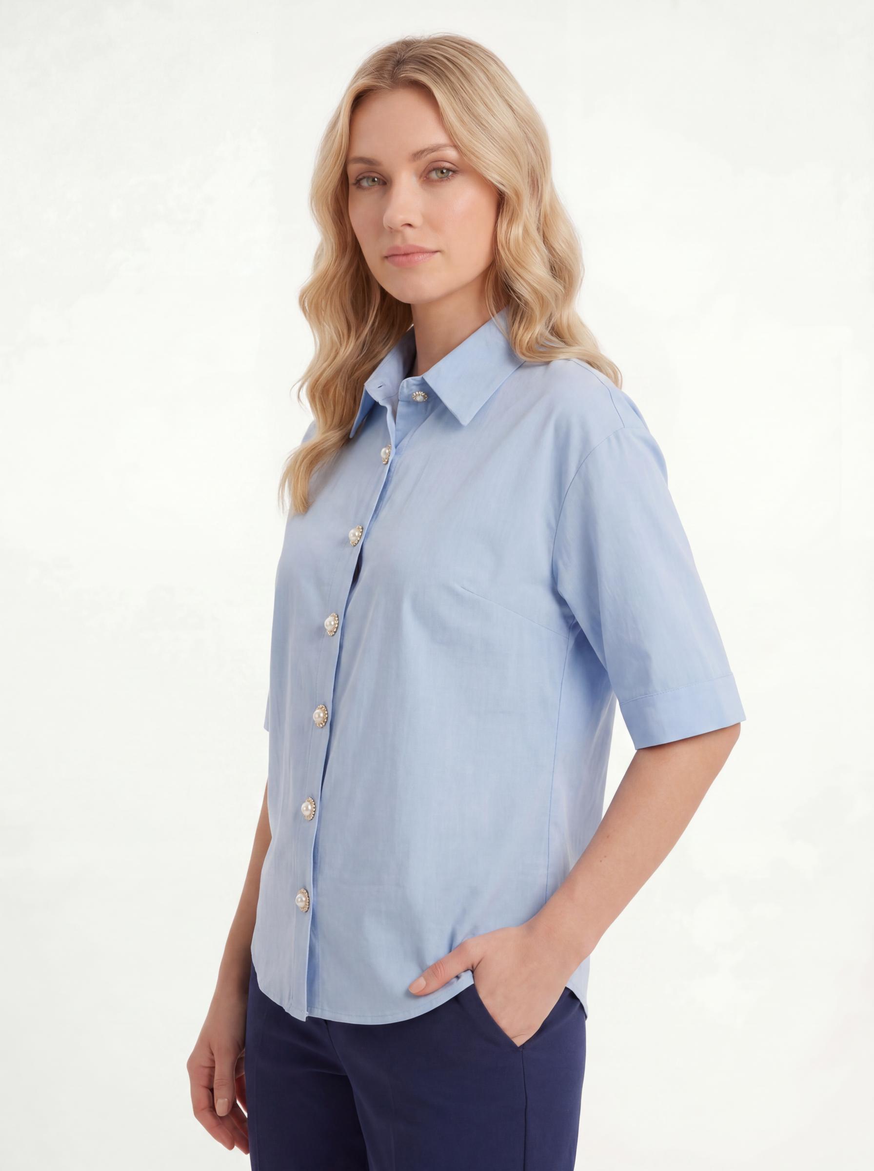 Women Pearl Button Oversized Shirt