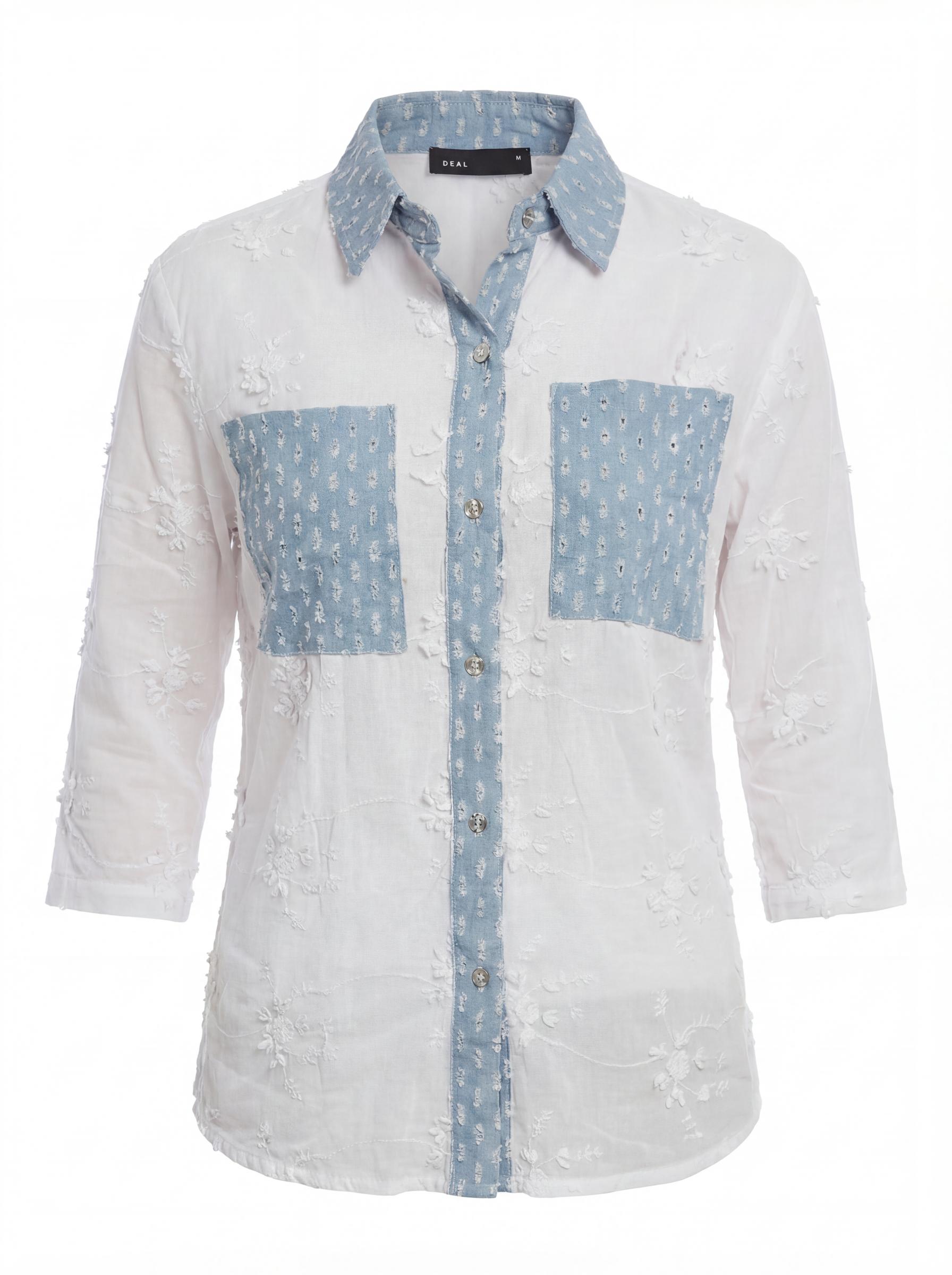 Women Embroidered Contrast Patch Shirt