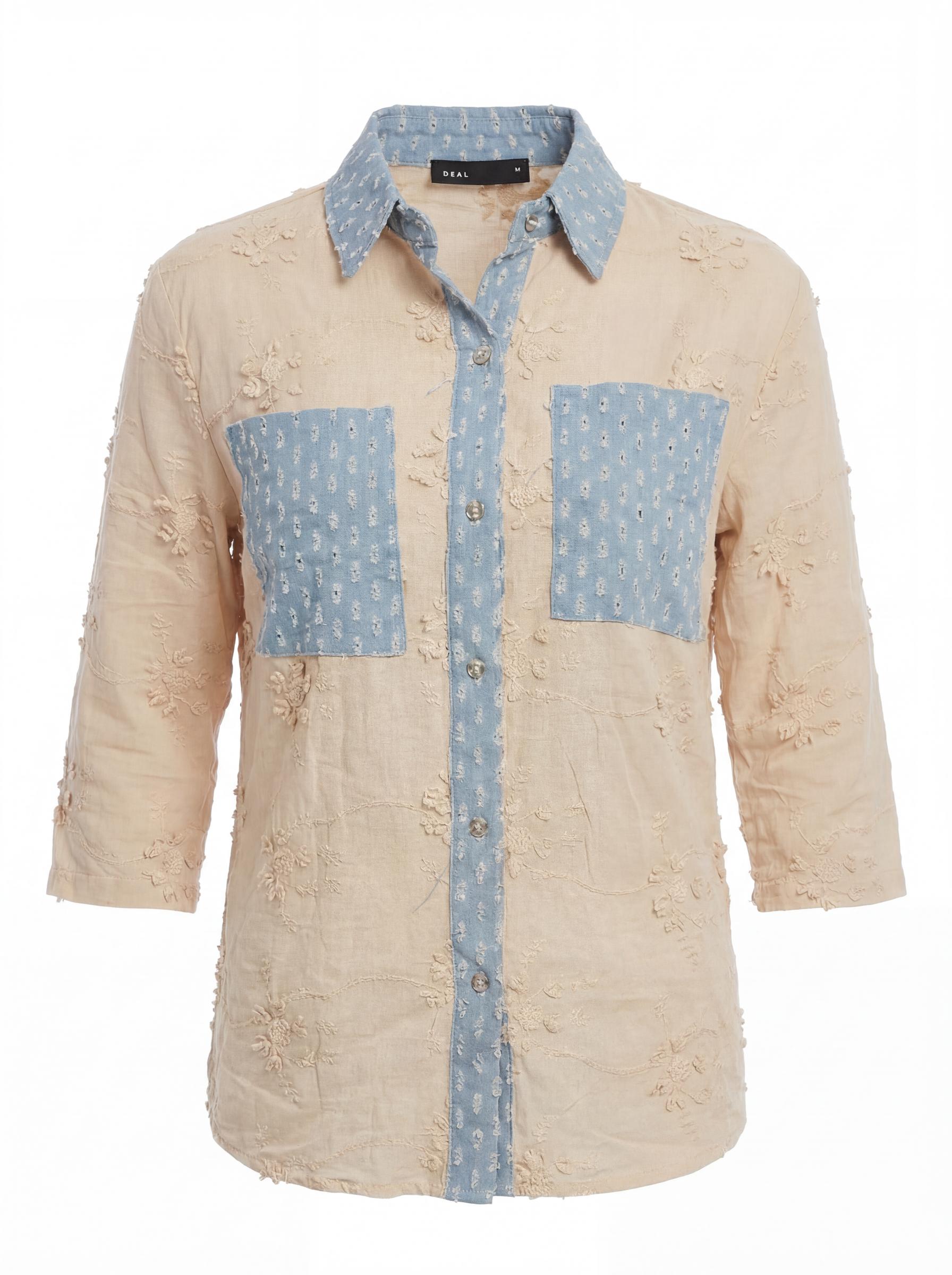 Women Embroidered Contrast Patch Shirt
