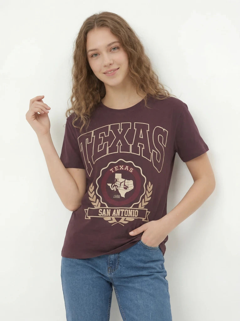 Brown Relaxed Graphic T-Shirt with Crew Neck