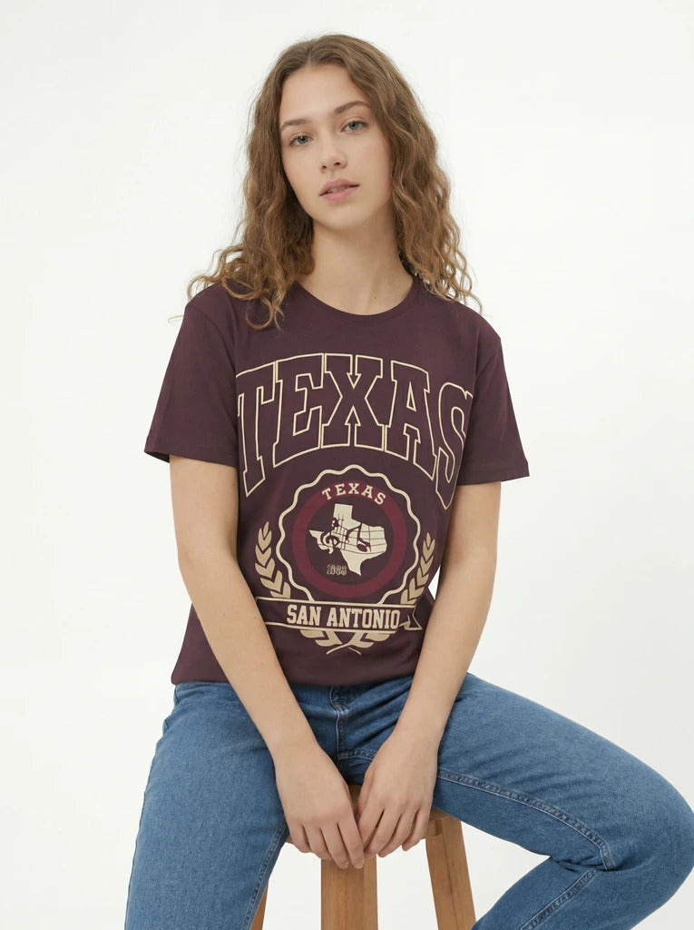 Brown Relaxed Graphic T-Shirt with Crew Neck