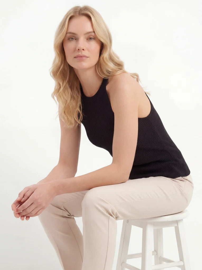 Ribbed Sleeveless Fitted Tank Top
