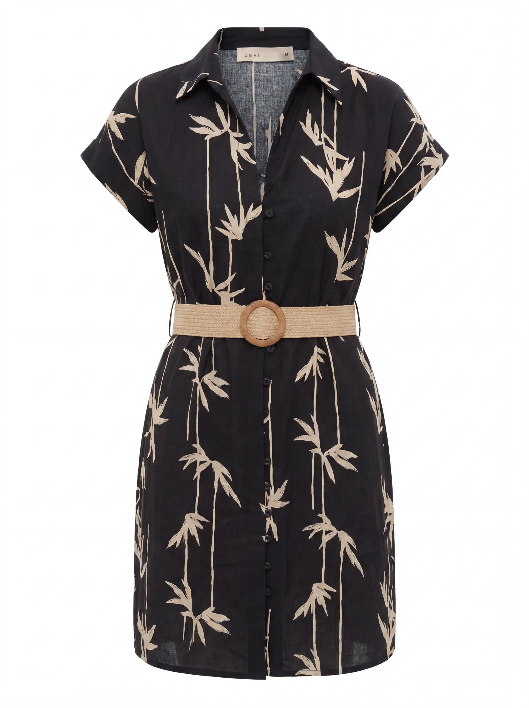 Tropical Print Shirt Dress