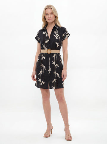 Tropical Print Shirt Dress