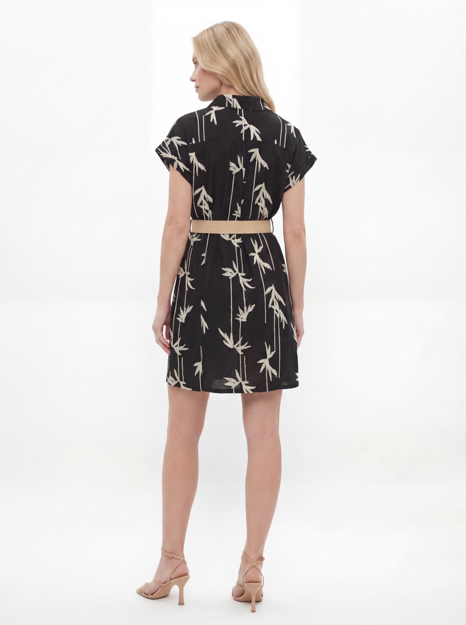 Tropical Print Shirt Dress