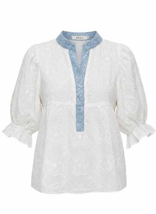 Women Embroidered Puff Sleeve Casual Top