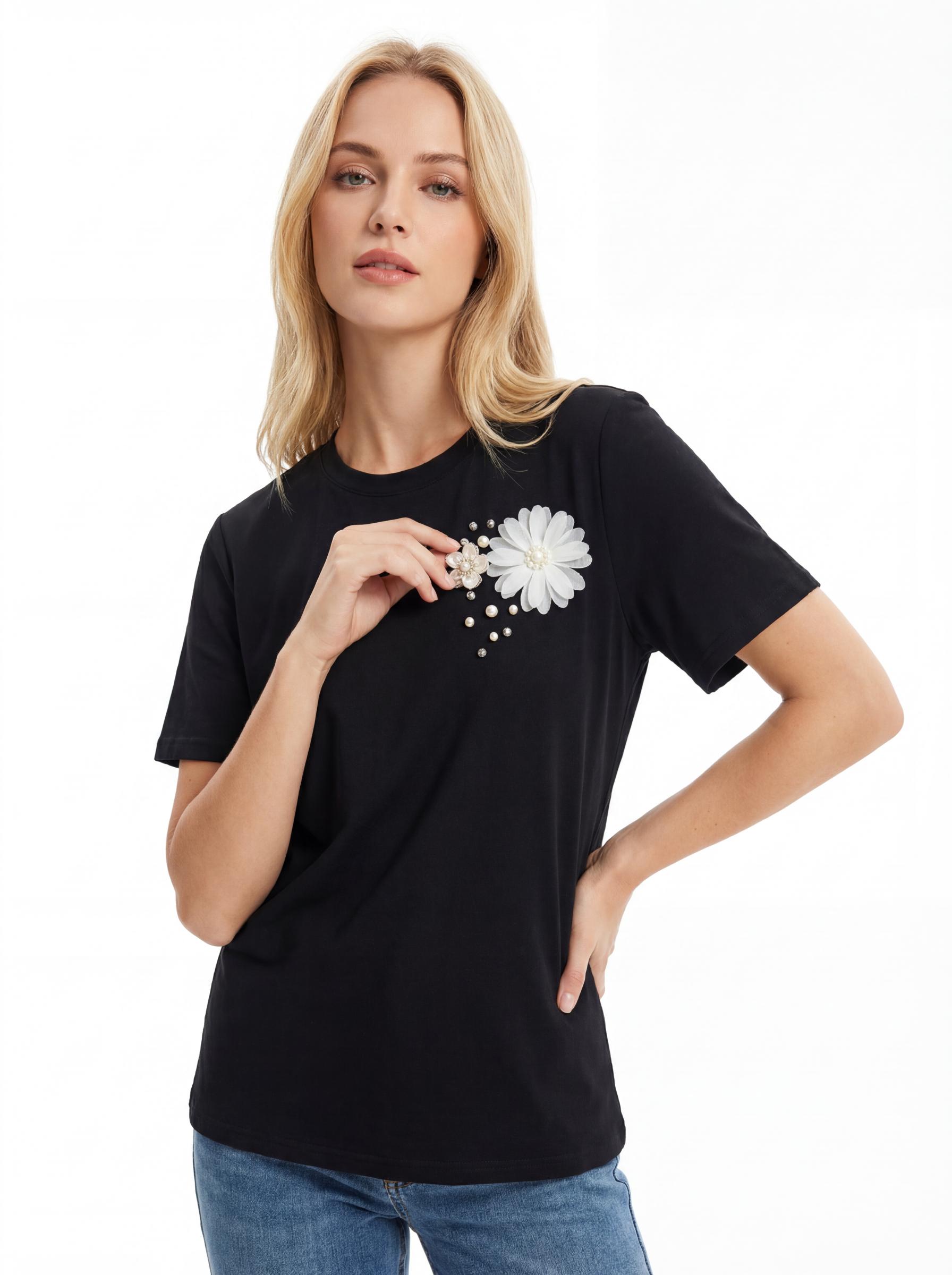 Floral Embellished Regular Fit Women’s T-Shirt