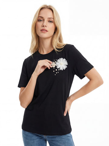 Floral Embellished Regular Fit Women’s T-Shirt