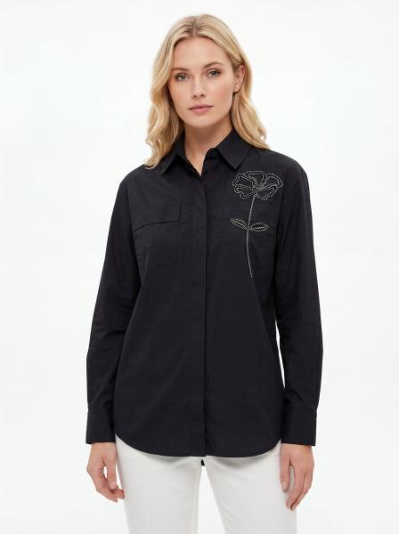 Floral Rhinestone Detail Women’s Shirt