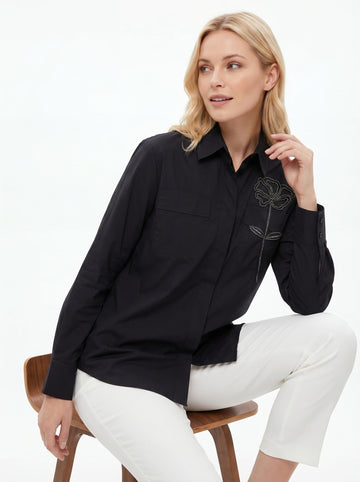 Floral Rhinestone Detail Women’s Shirt