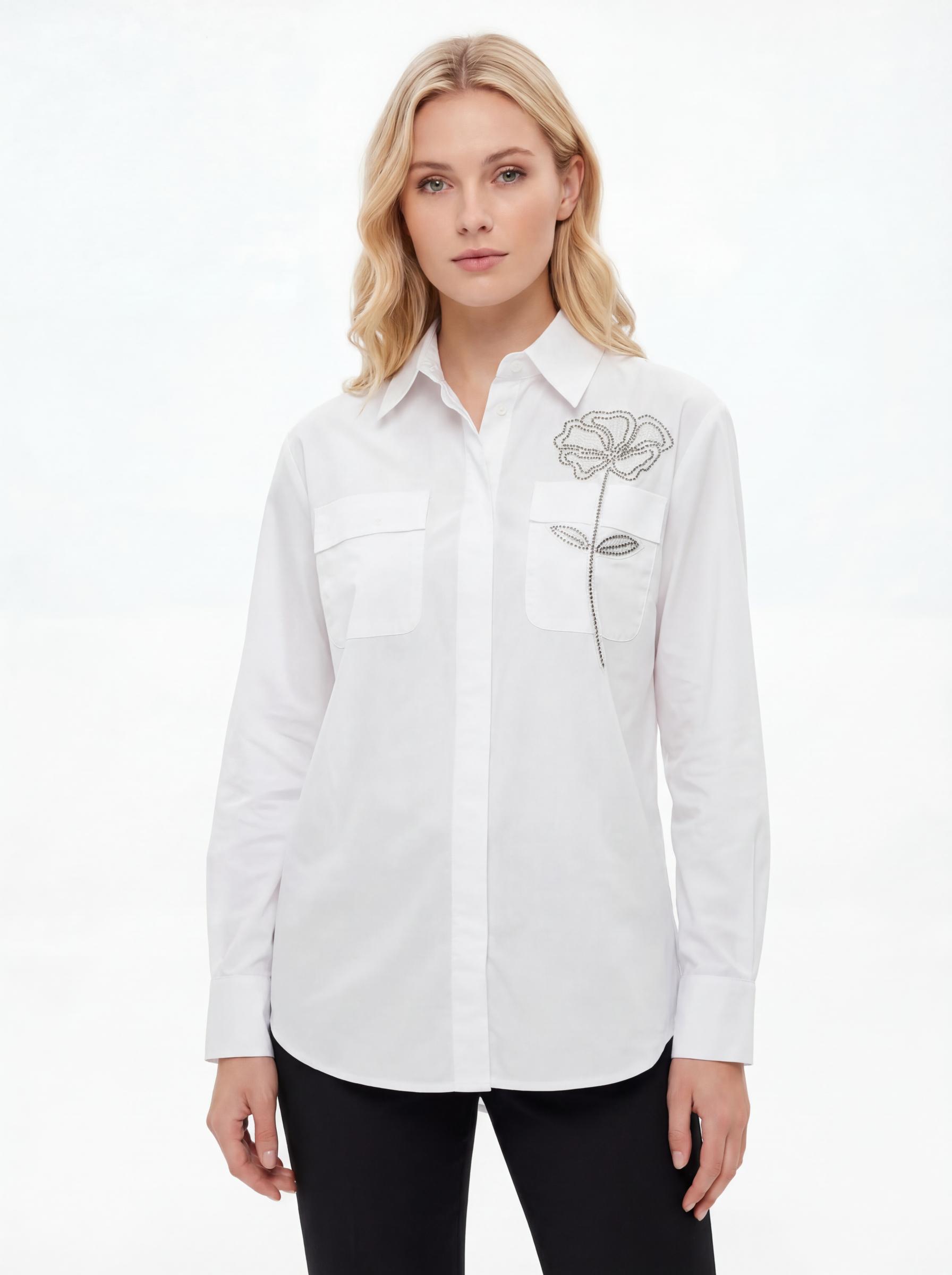 Floral Rhinestone Detail Women’s Shirt