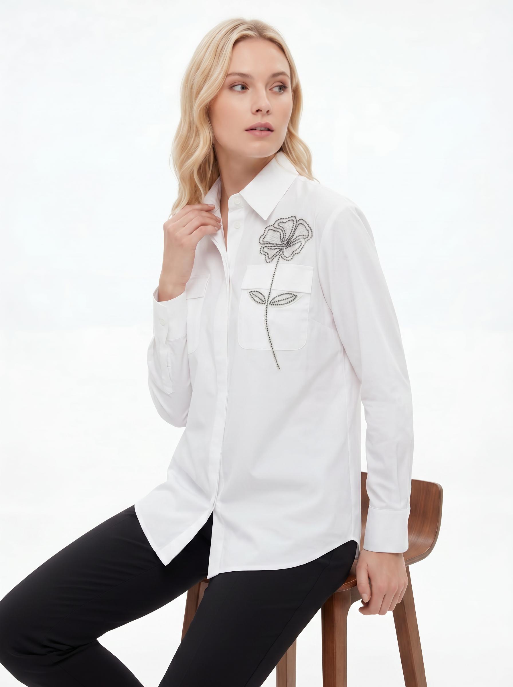 Floral Rhinestone Detail Women’s Shirt