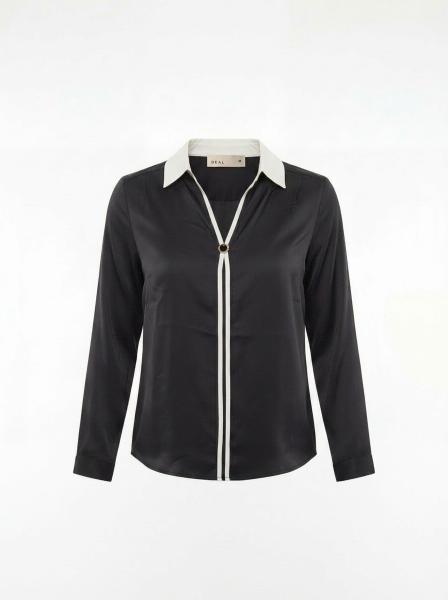 Contrast Collar Tie-Up Women’s Satin Shirt