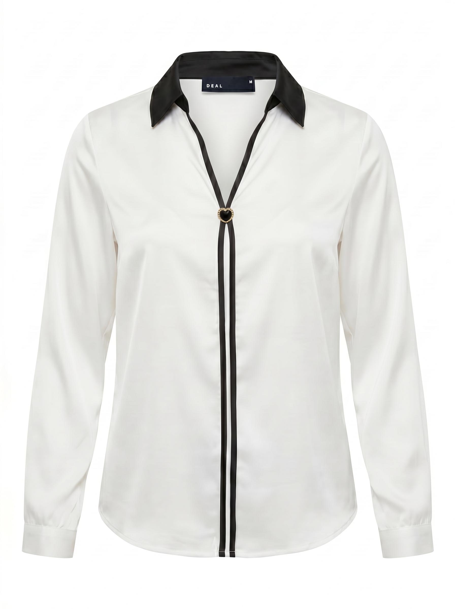 Contrast Collar Tie-Up Women’s Satin Shirt
