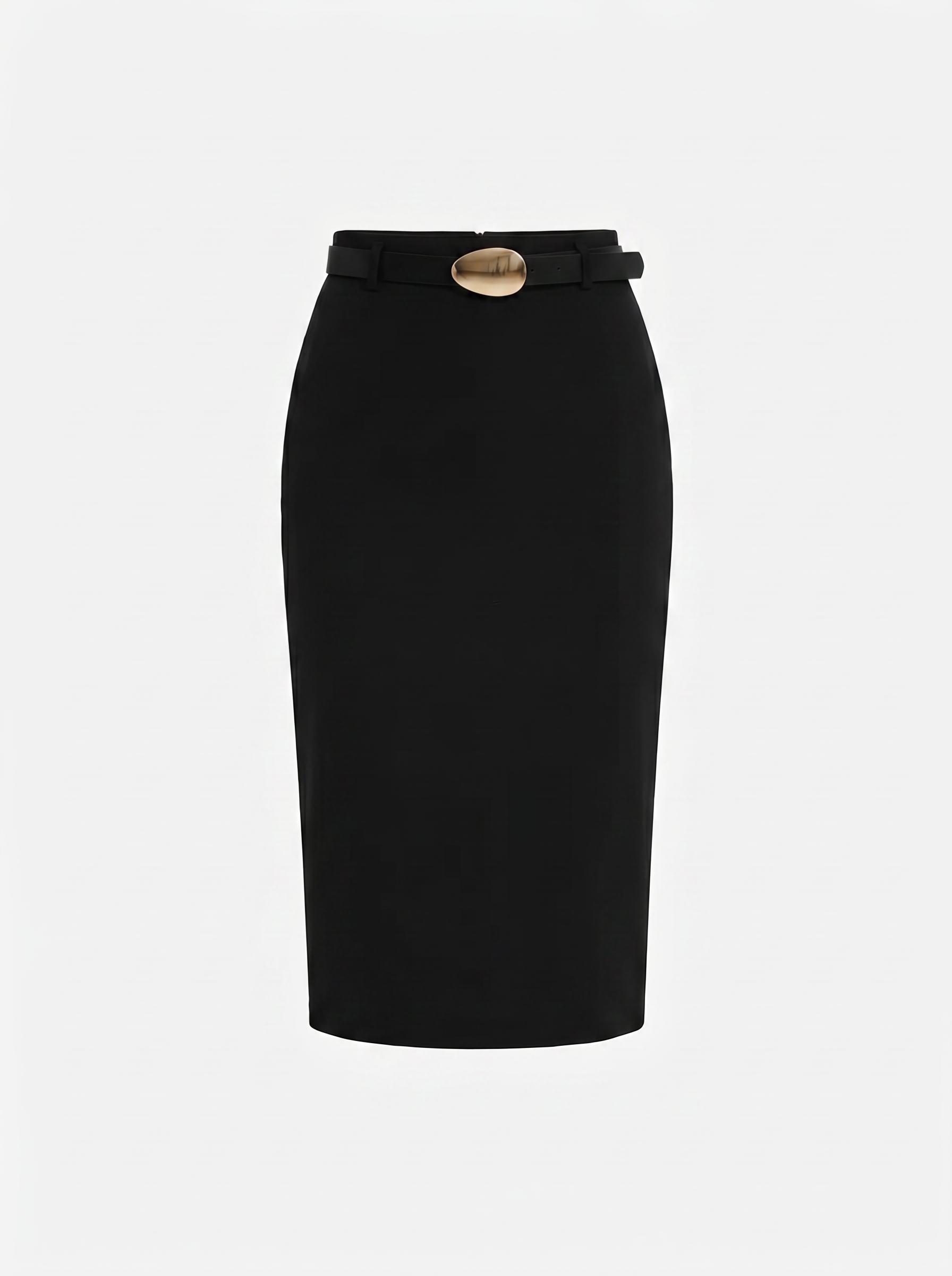 Belted Pencil Fit Women’s Midi Skirt